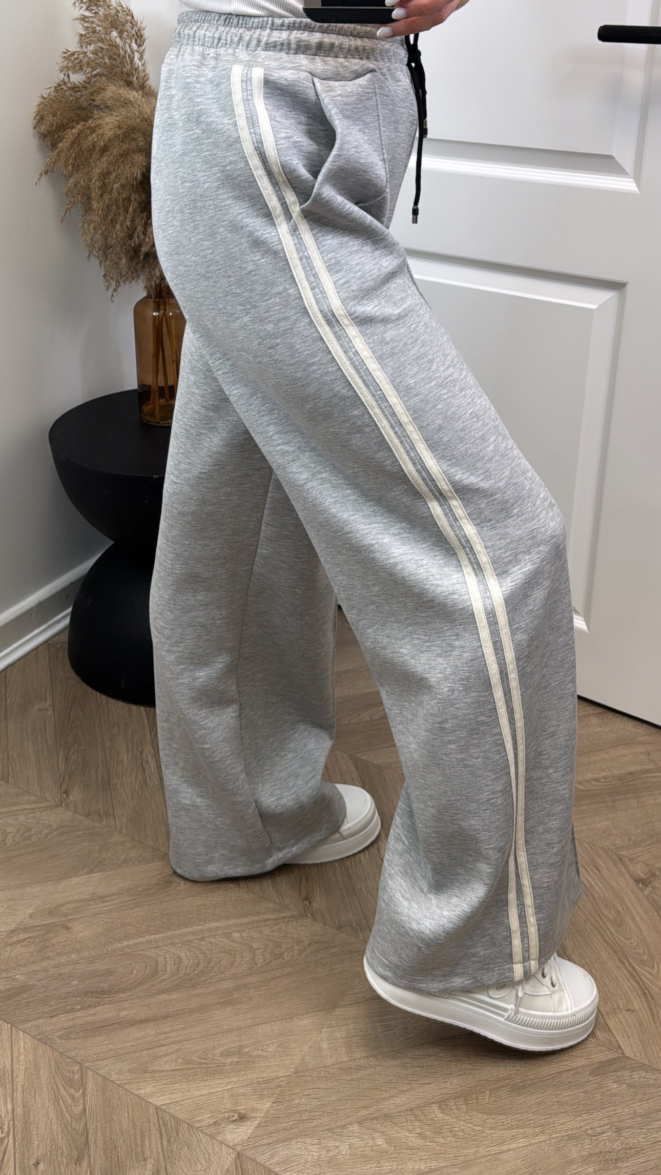 PEARL grey marl joggers with contrast stripe