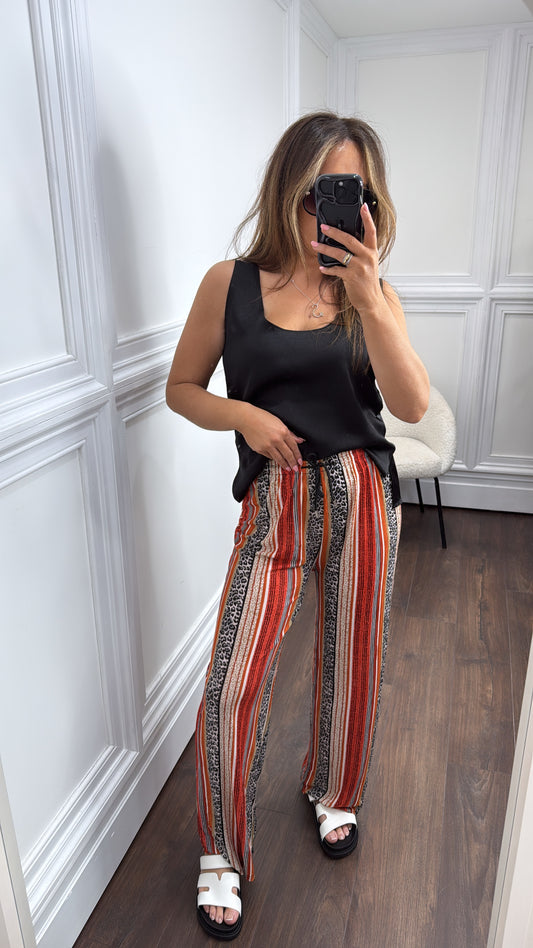 SAVANNAH orange printed palazzo trousers