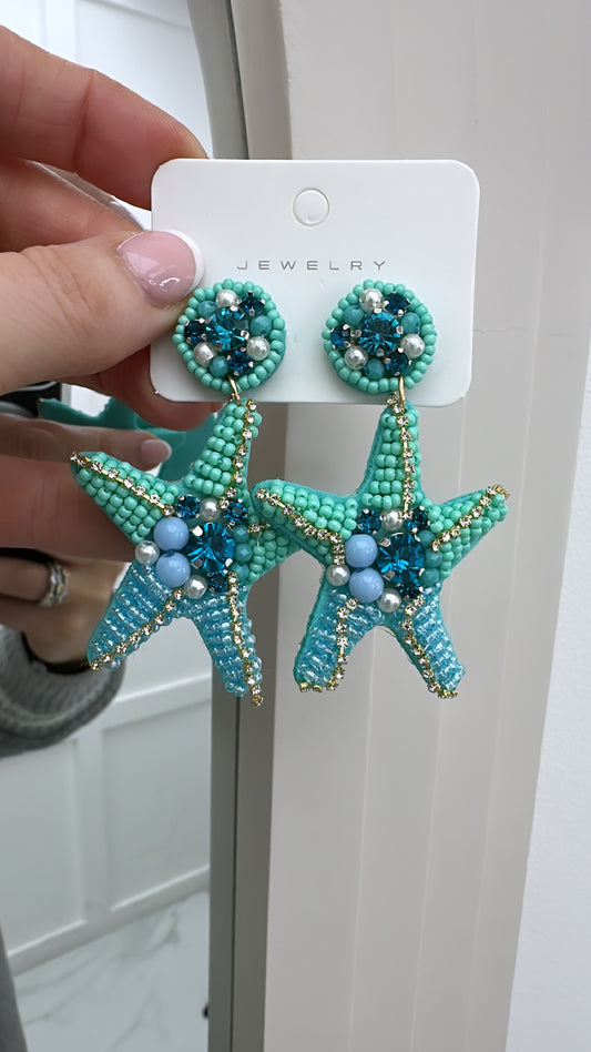 SASS aqua starfish earrings