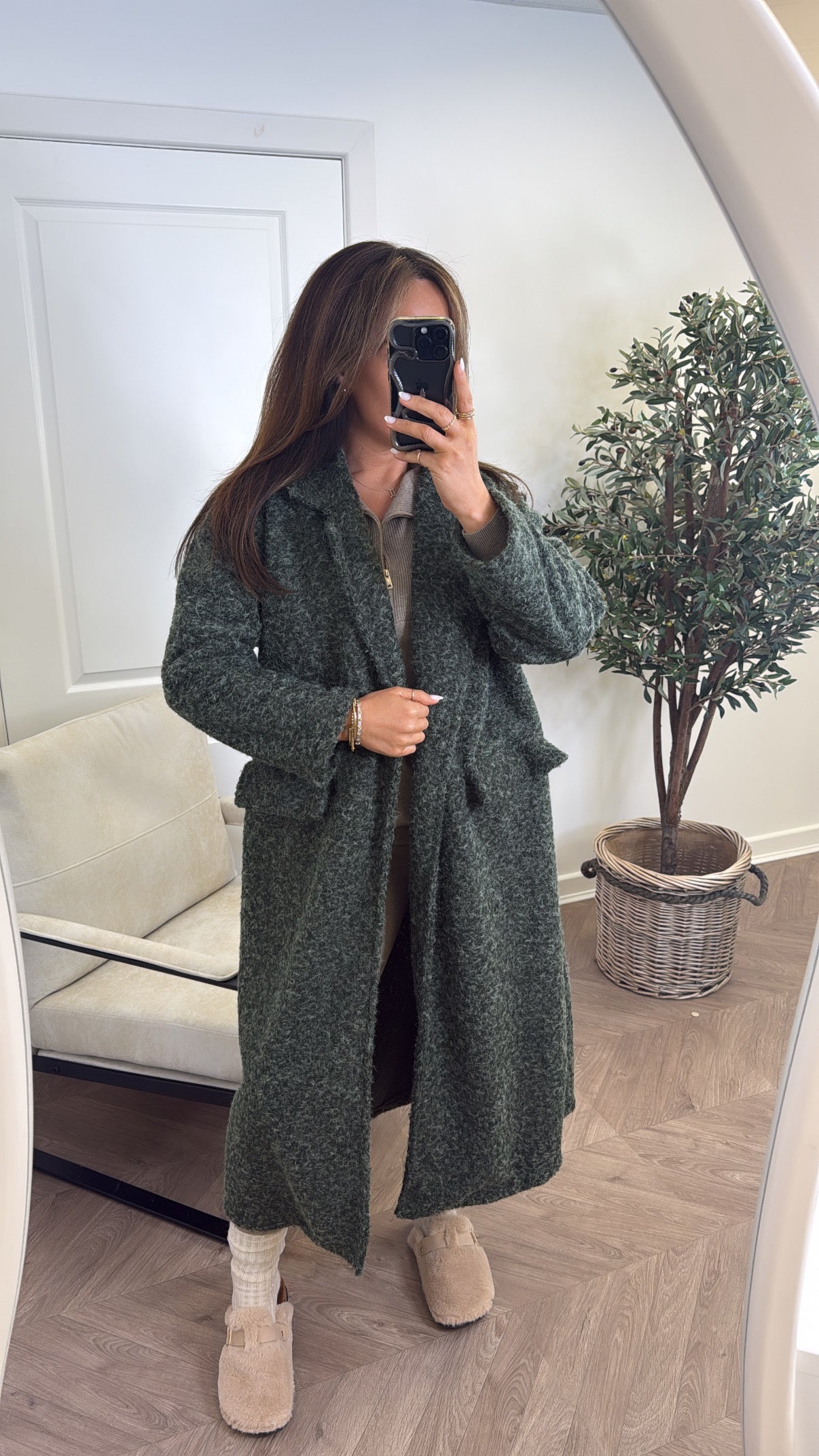 ELEANOR forest green super soft duster coat