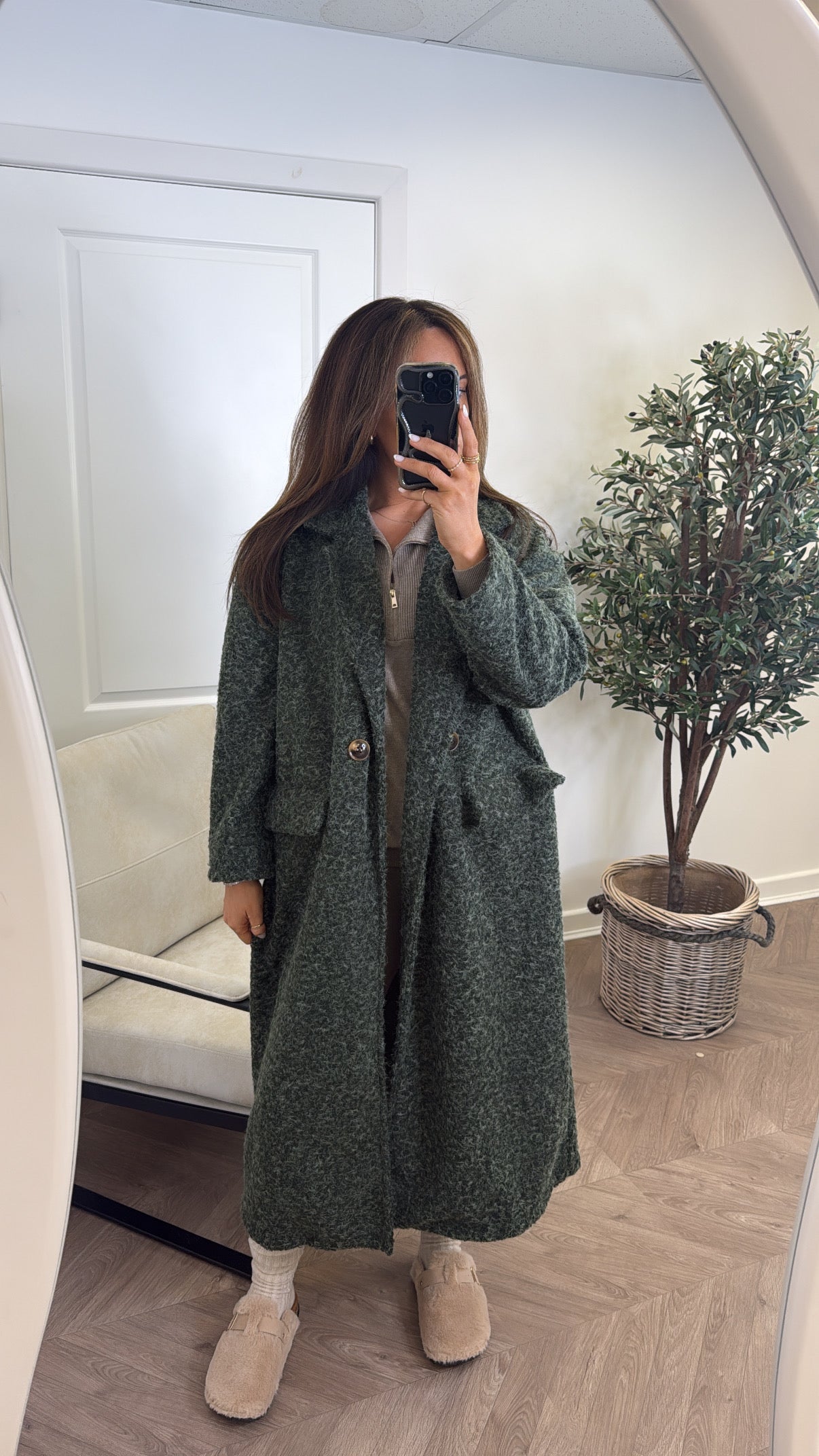 ELEANOR forest green super soft duster coat