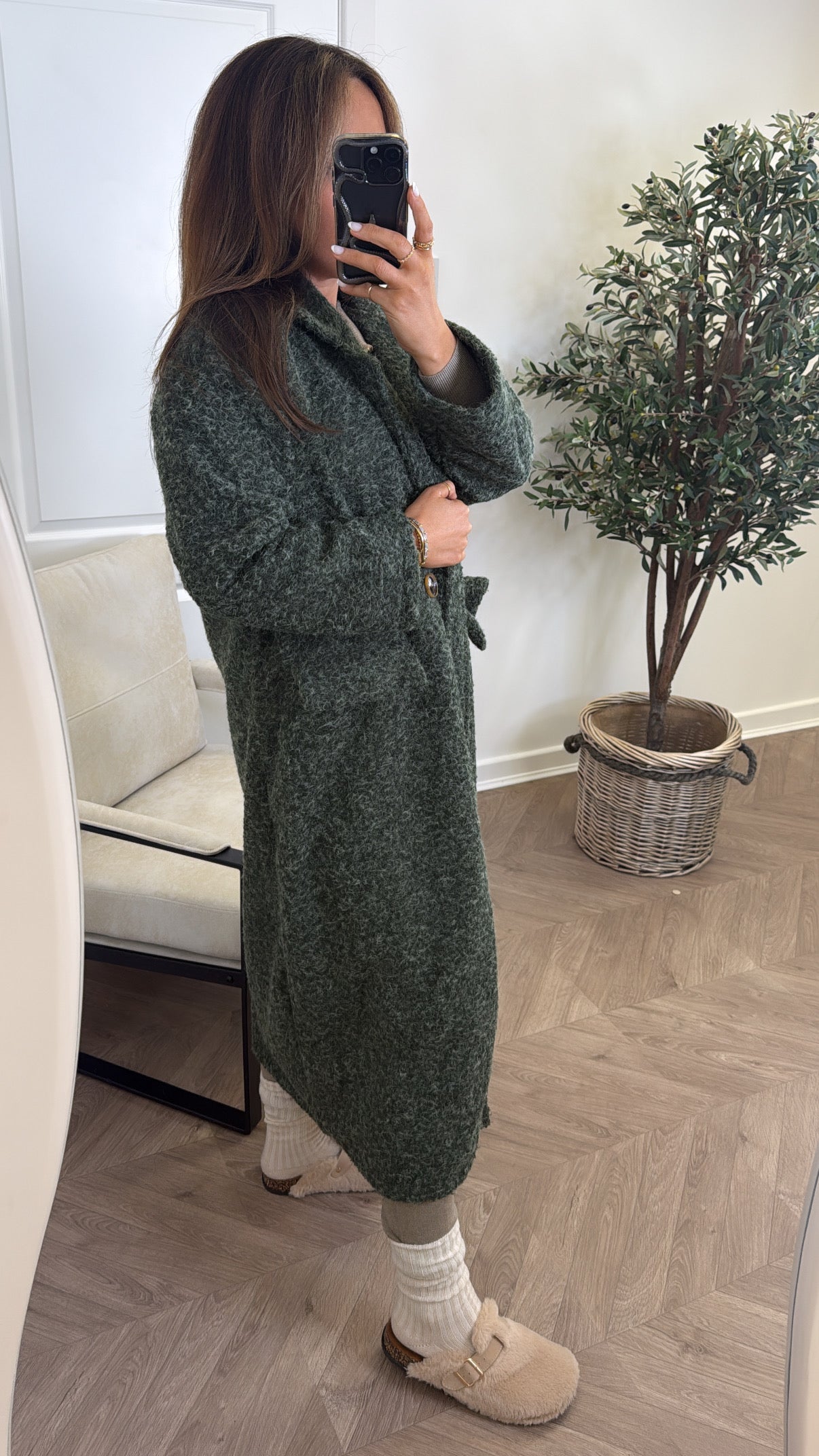 ELEANOR forest green super soft duster coat