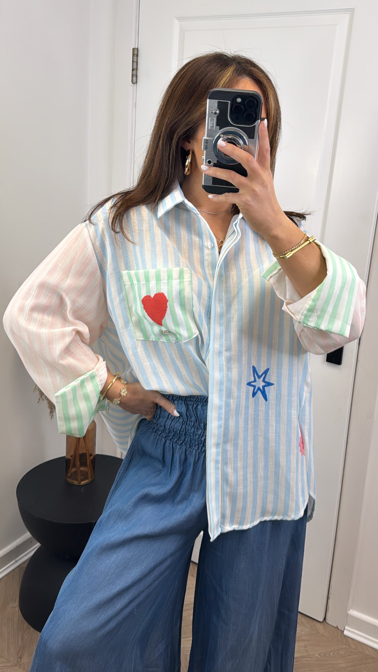 ALIYAH striped oversize printed shirt