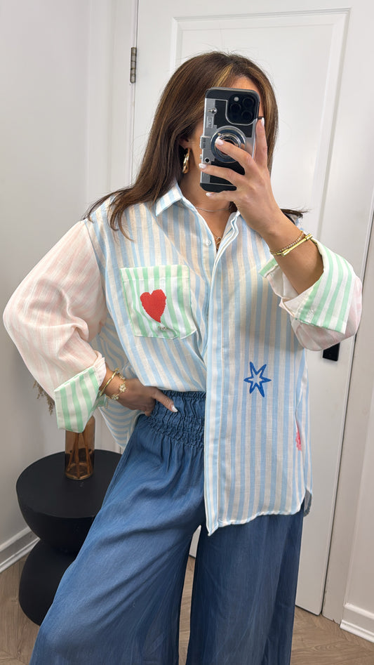 ALIYAH striped oversize printed shirt