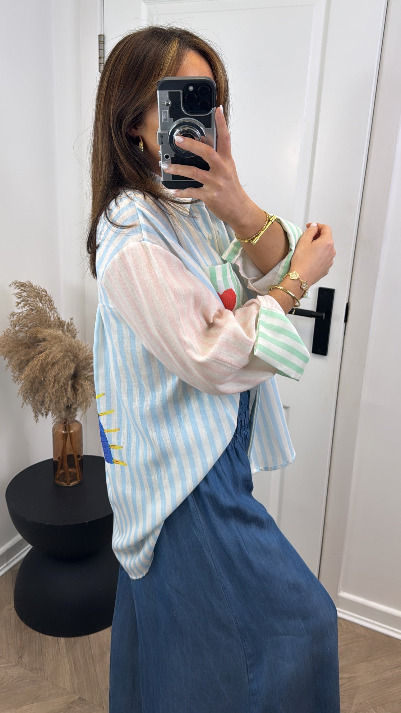 ALIYAH striped oversize printed shirt