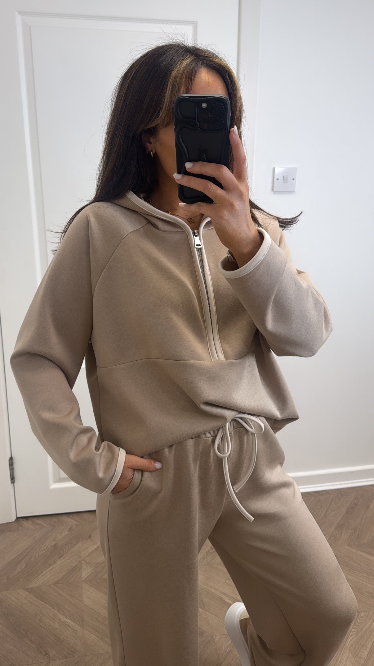 LIBERTY sand zip hoody and trousers lounge set