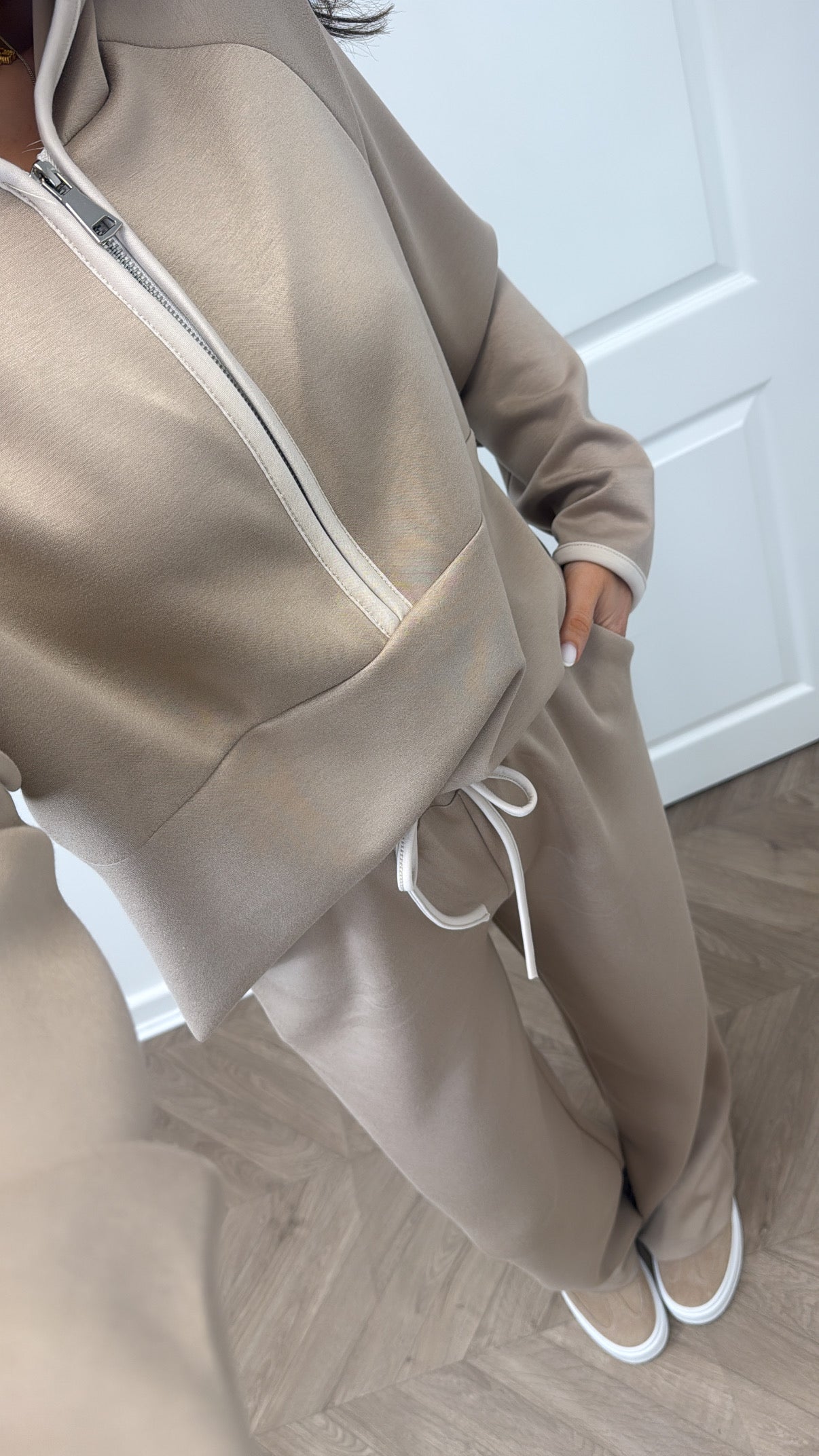 LIBERTY sand zip hoody and trousers lounge set