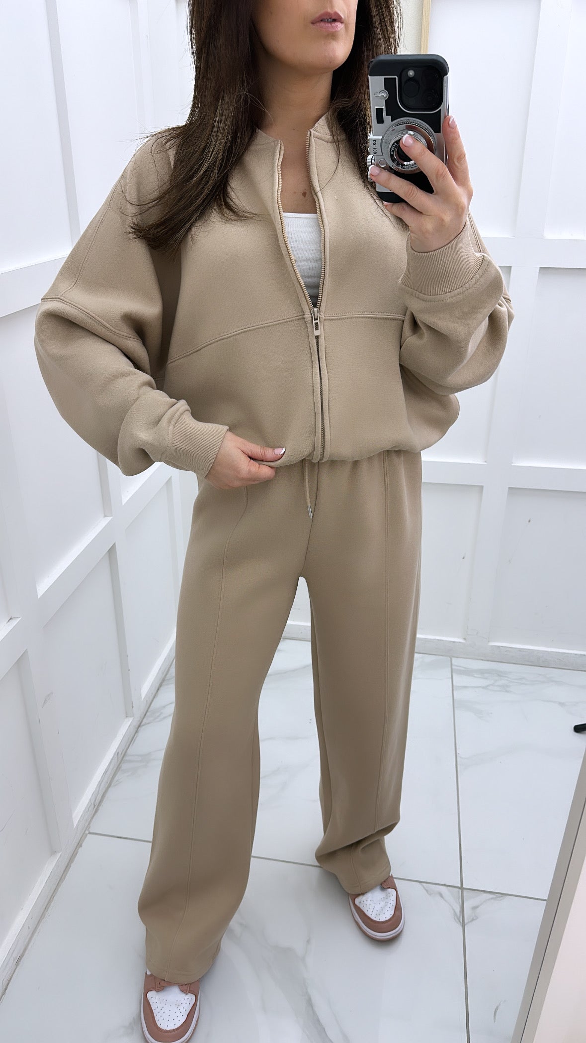 ELLEN beige bomber and trouser lounge set