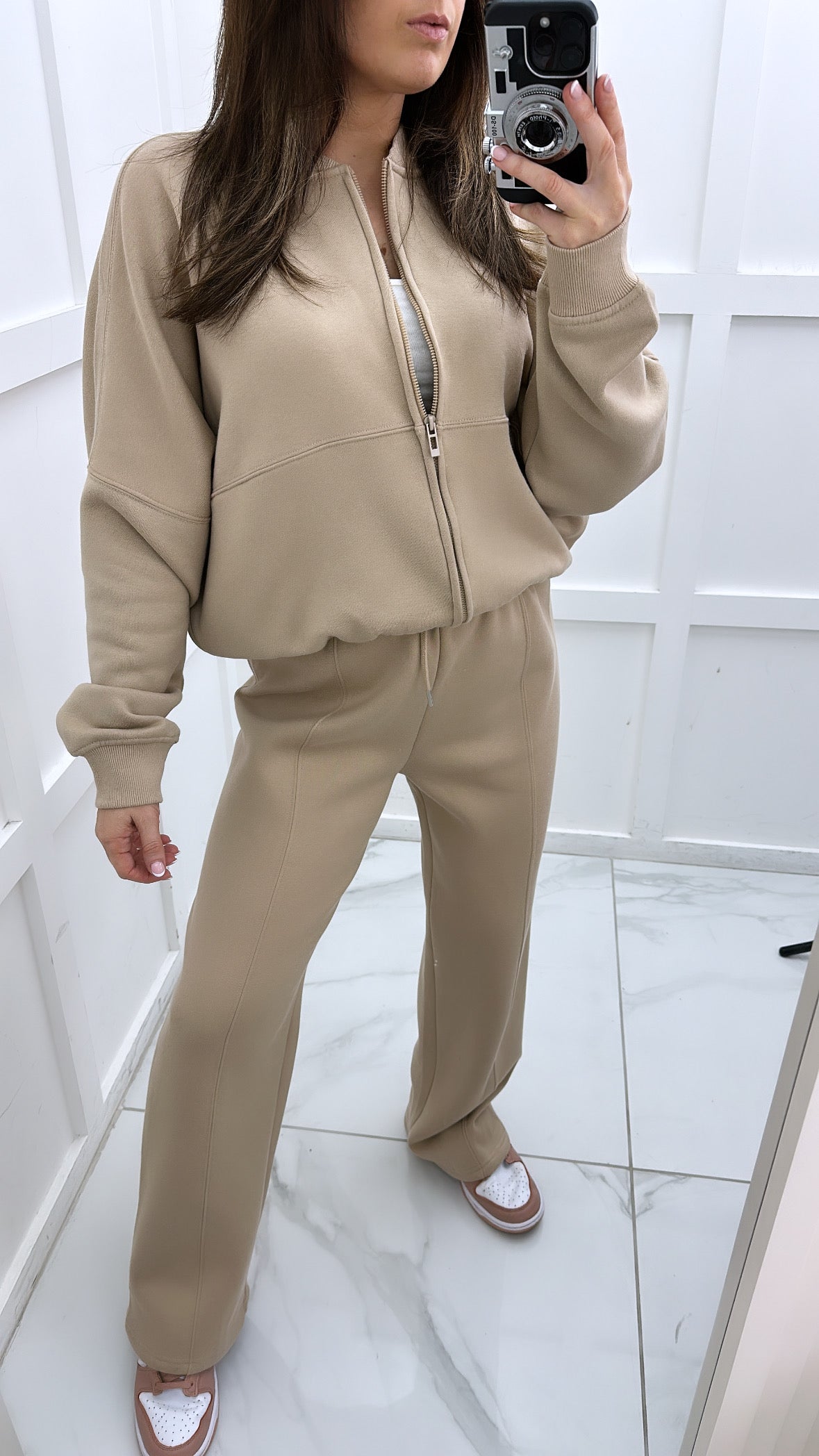 ELLEN beige bomber and trouser lounge set