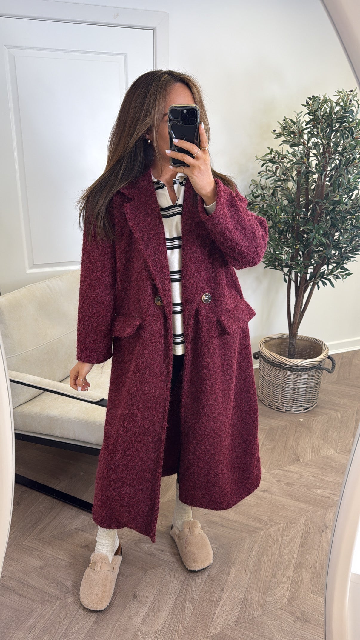 ELEANOR berry super soft duster coat
