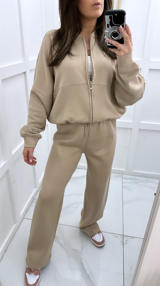 ELLEN beige bomber and trouser lounge set