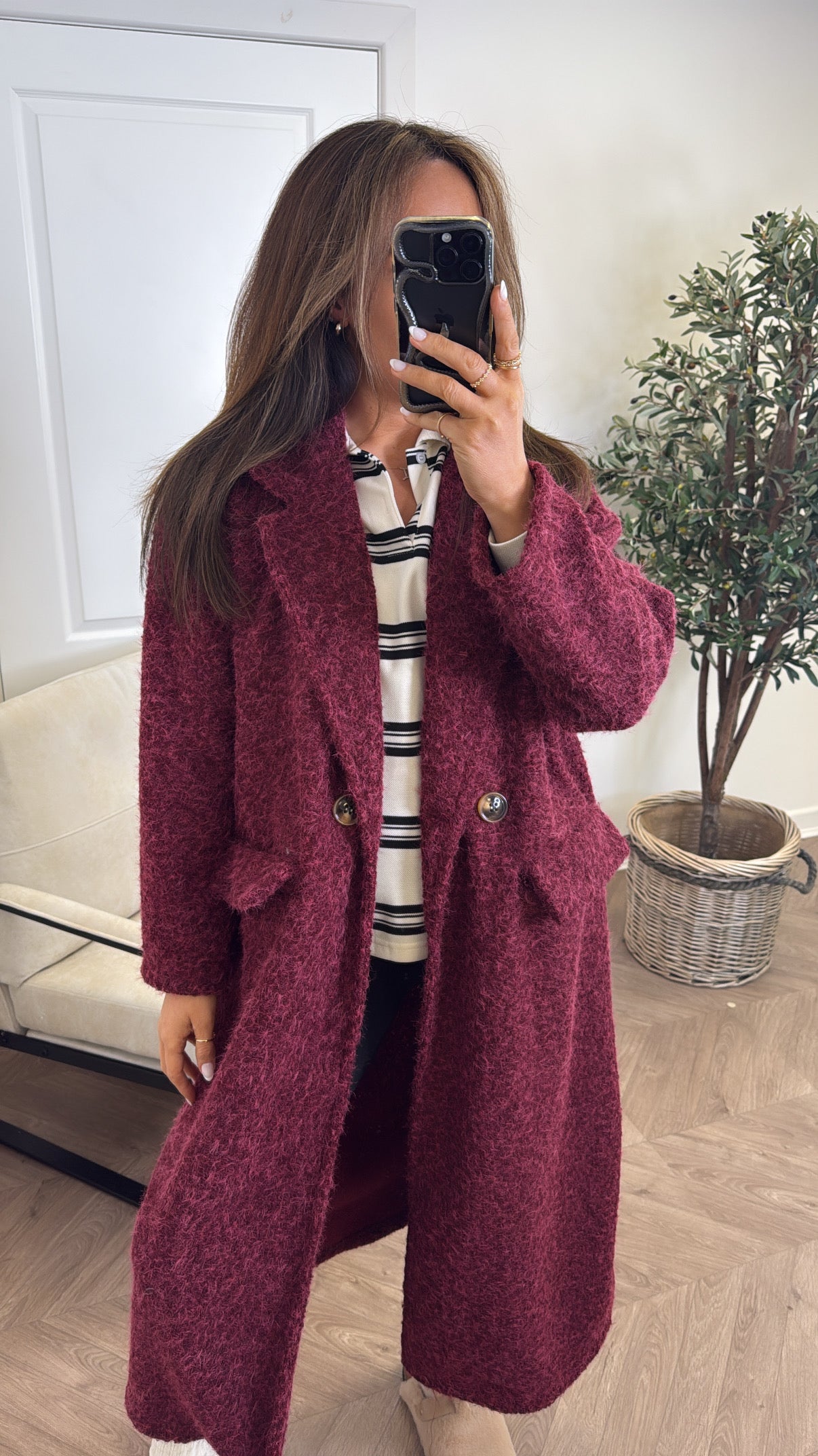 ELEANOR berry super soft duster coat