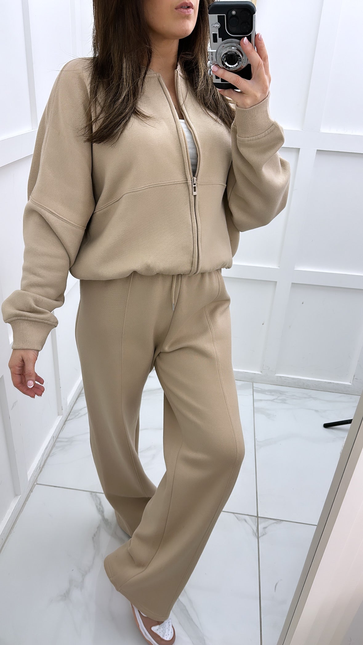 ELLEN beige bomber and trouser lounge set