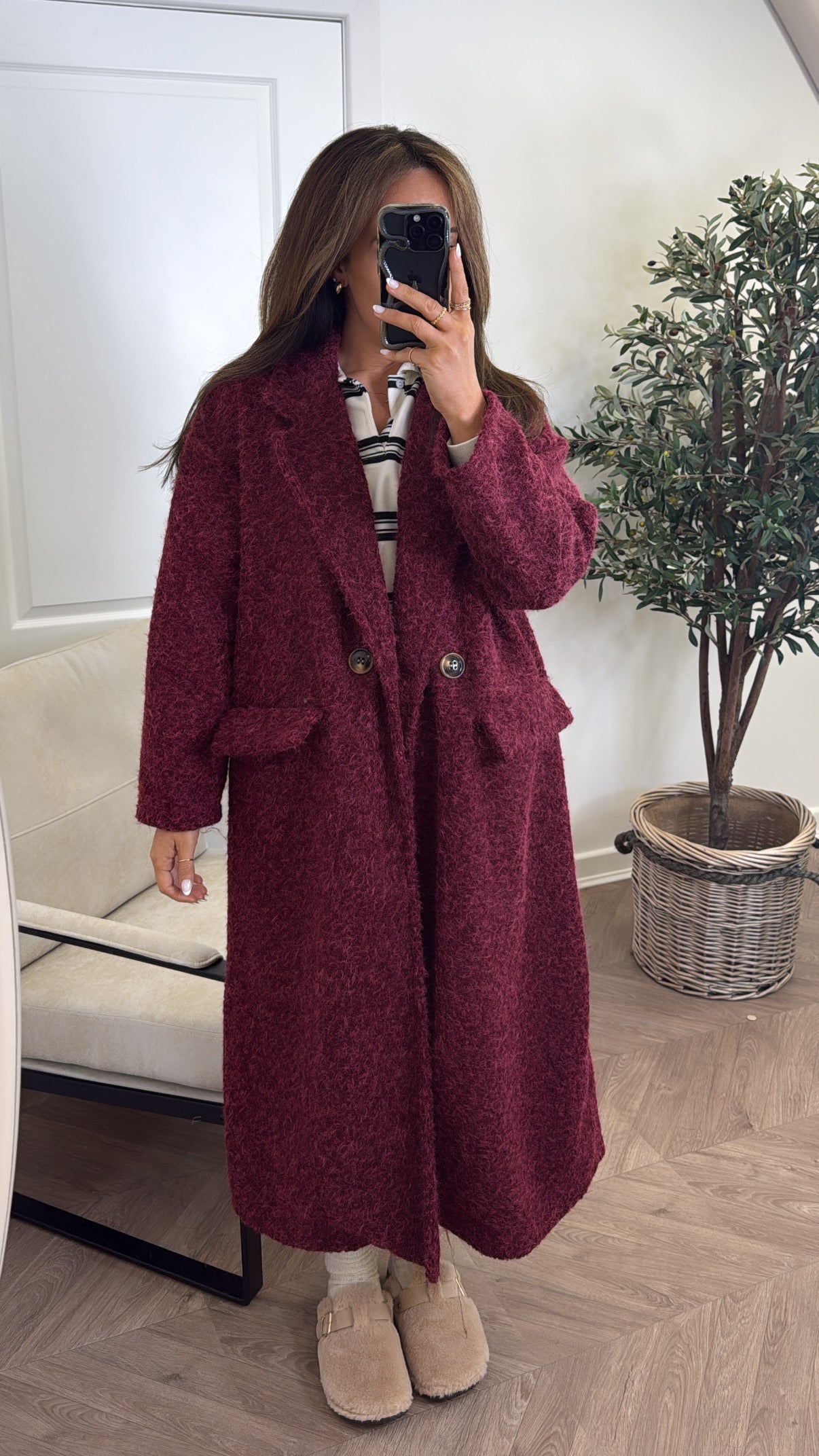ELEANOR berry super soft duster coat