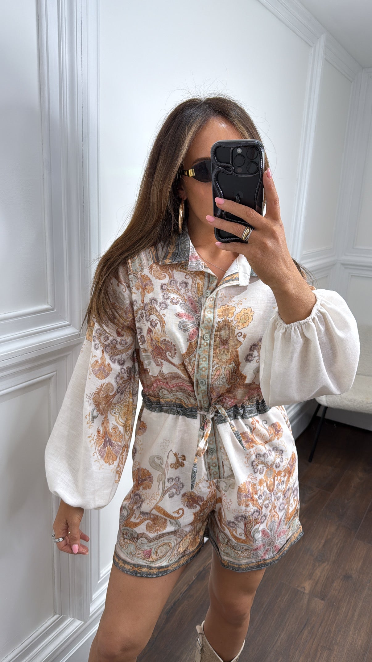 COURTNEY cream paisley print playsuit