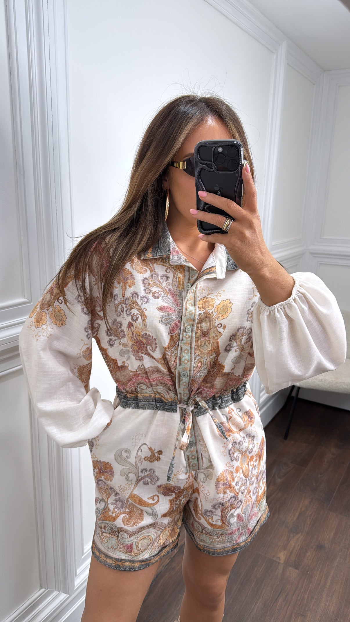 COURTNEY cream paisley print playsuit