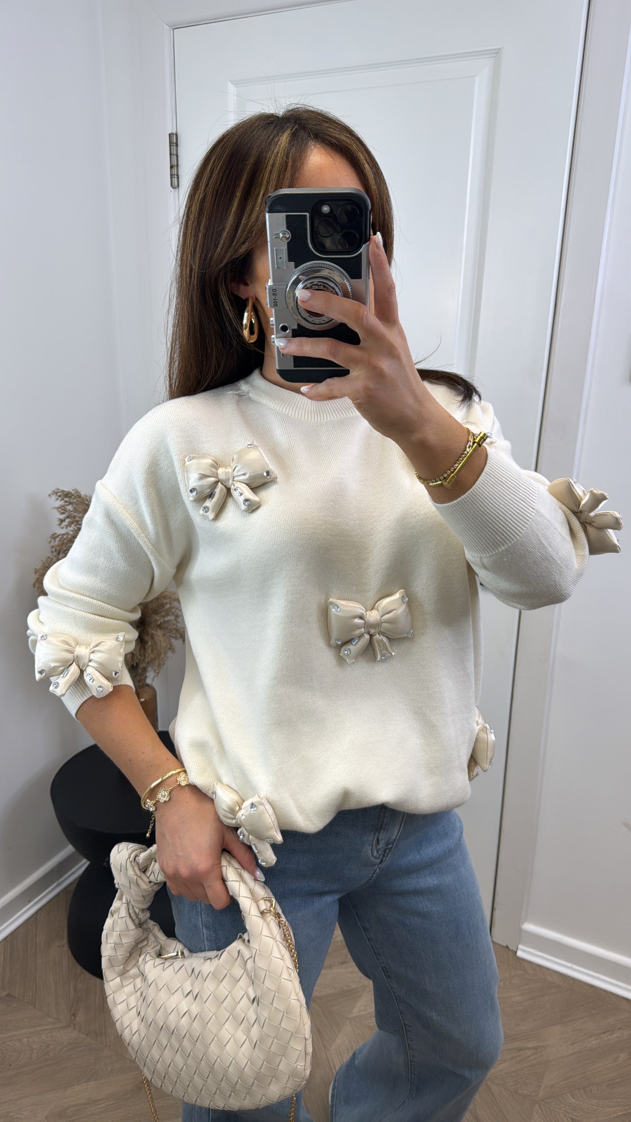ETTA cream jumper with bows