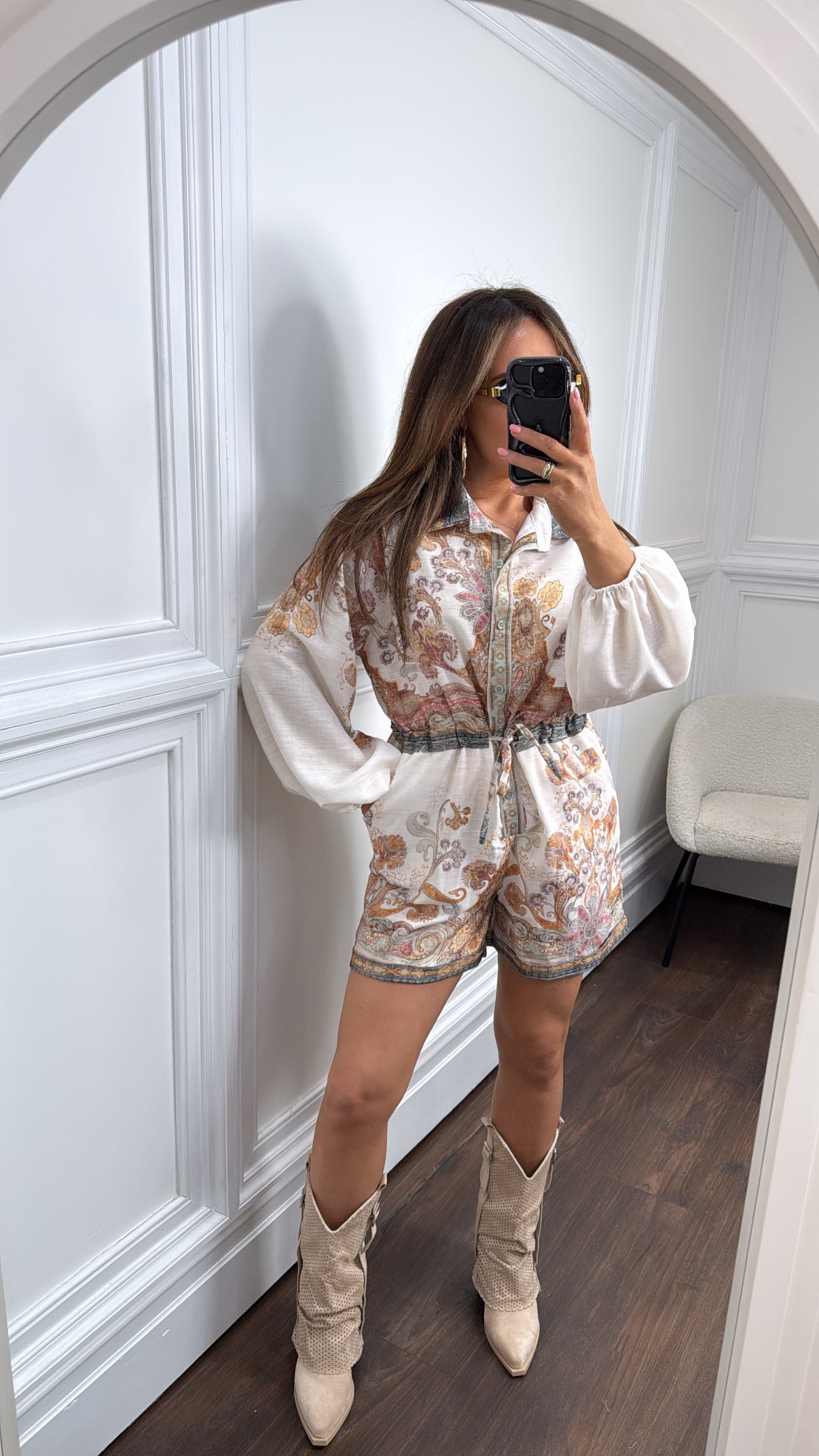 COURTNEY cream paisley print playsuit