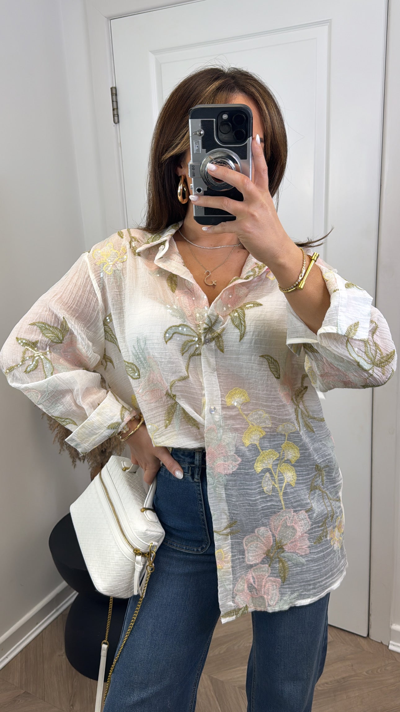ELIZABETH white embroidered oversized shirt