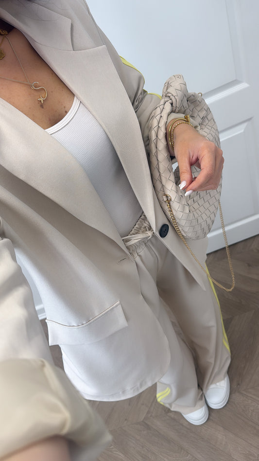 MELI beige blazer and trouser co-ord