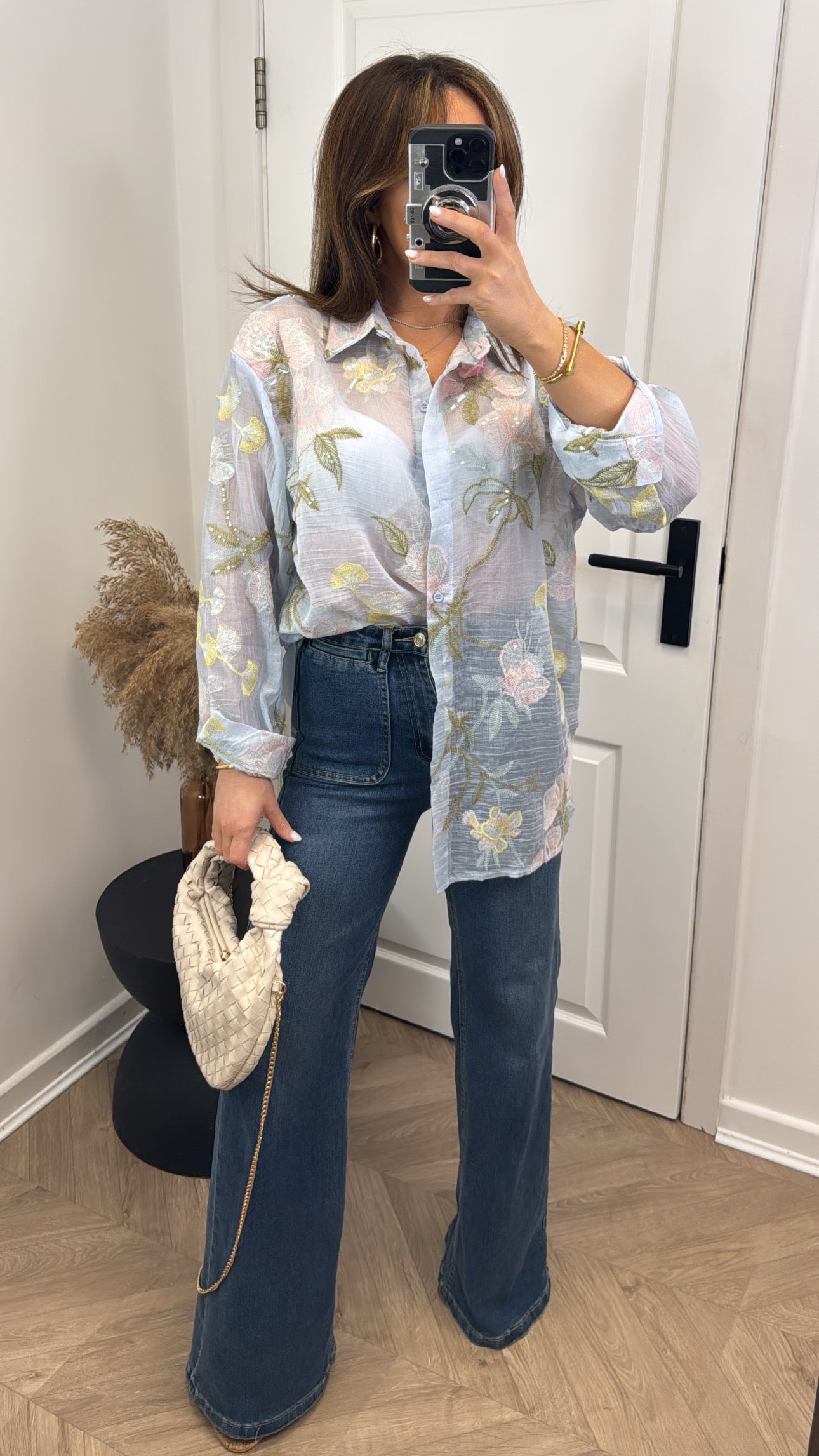 ELIZABETH blue embroidered oversized shirt