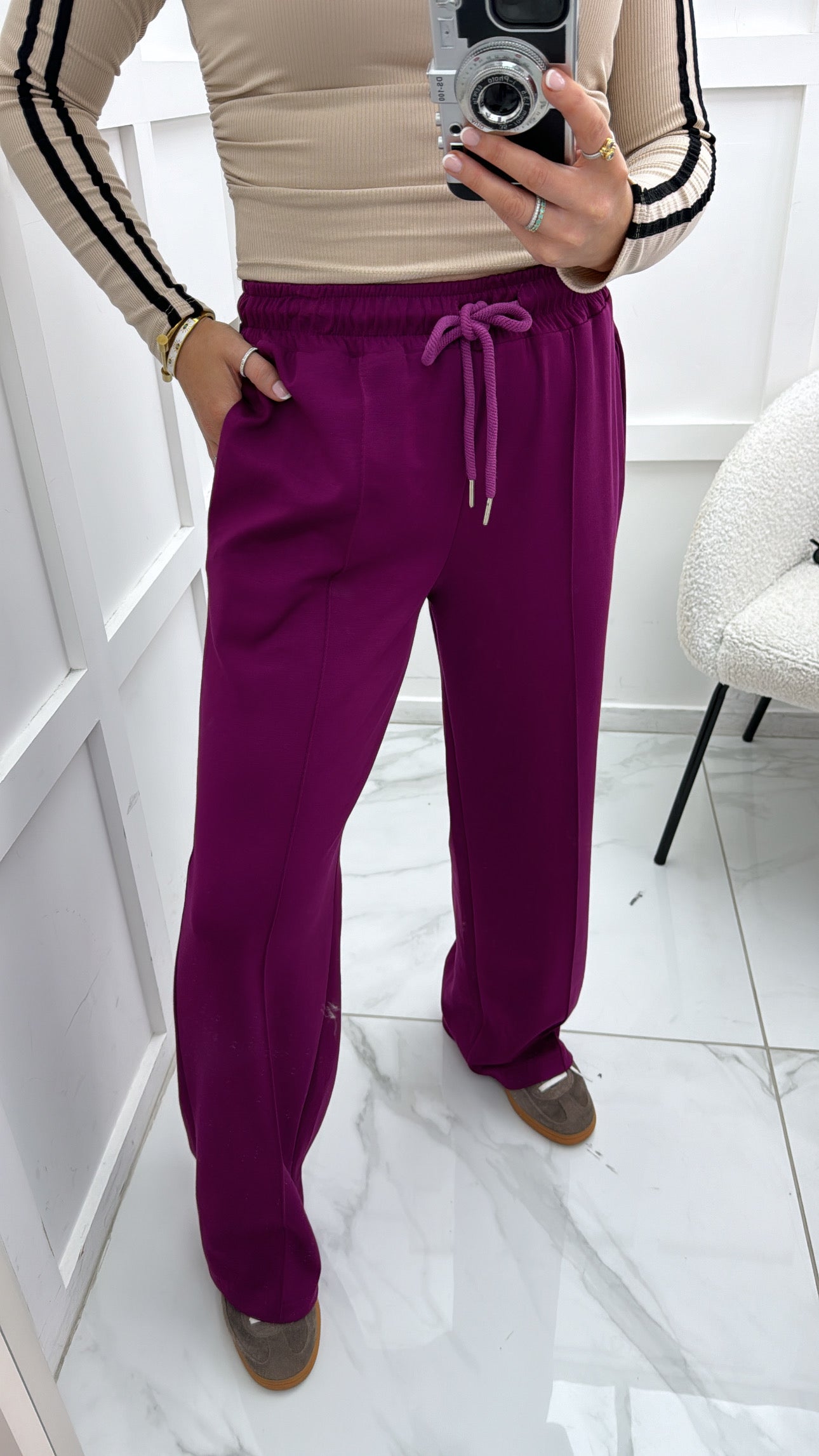 KYLIE berry super soft jogger with exposed seam detail