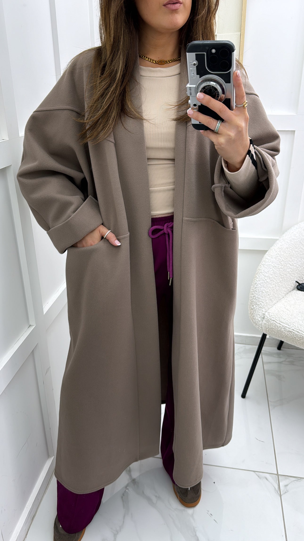 TARA taupe super soft duster coat