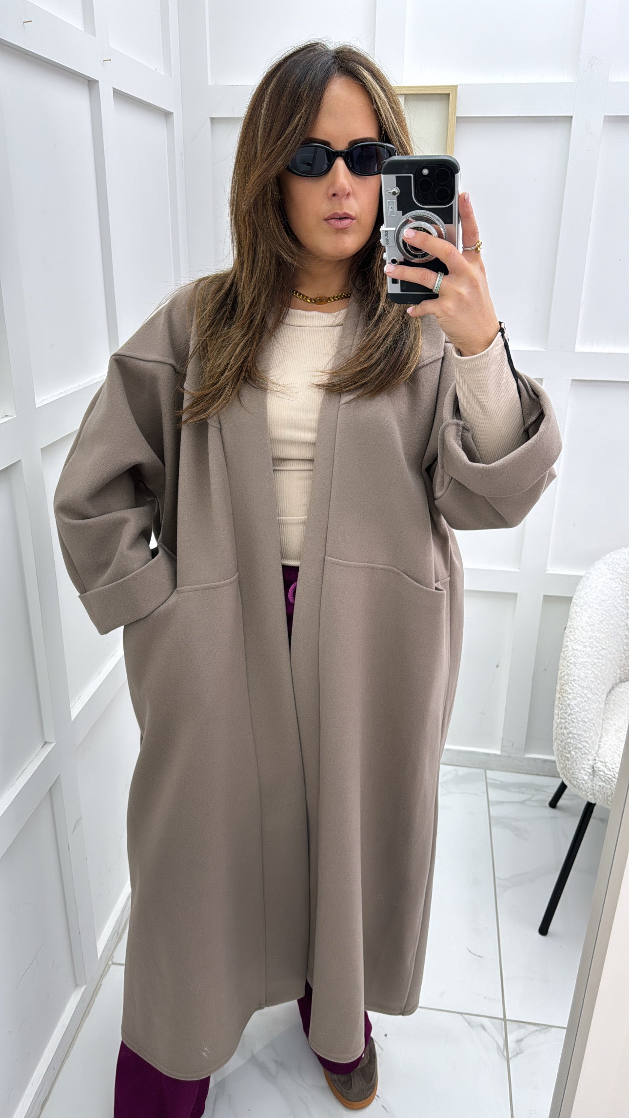 TARA taupe super soft duster coat