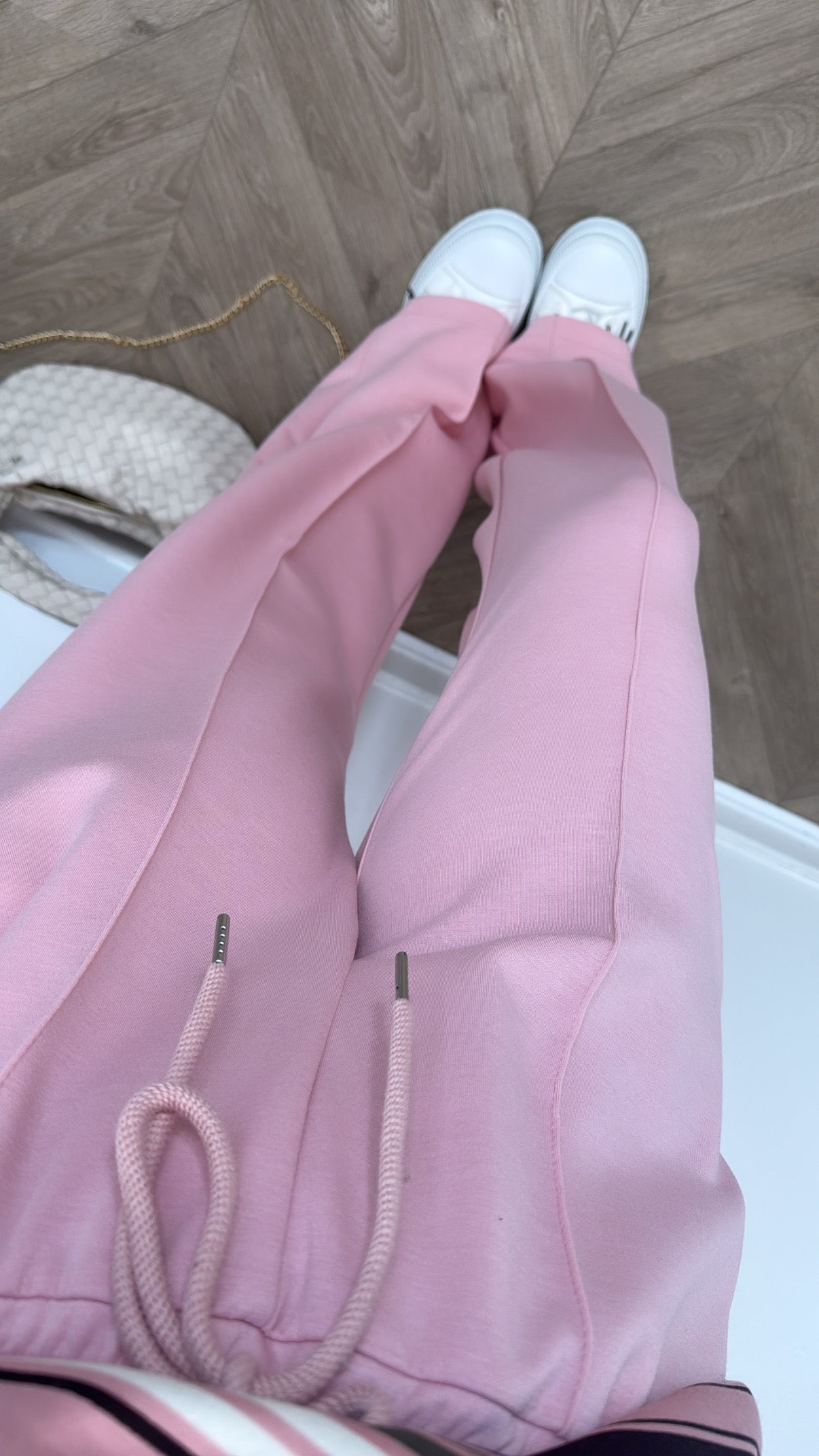 MARLEY baby pink soft seam detail joggers