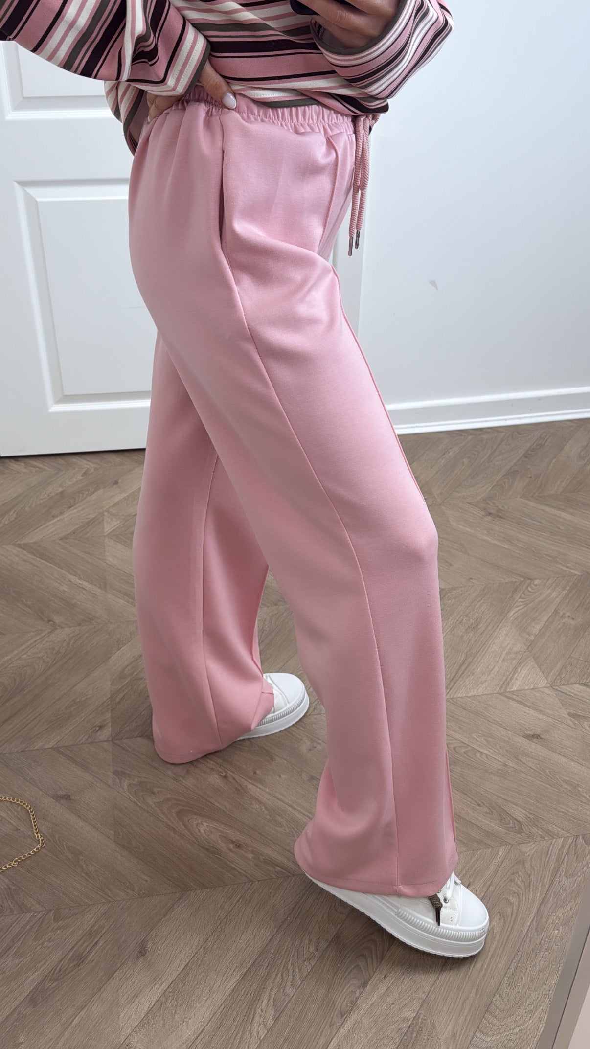 MARLEY baby pink soft seam detail joggers