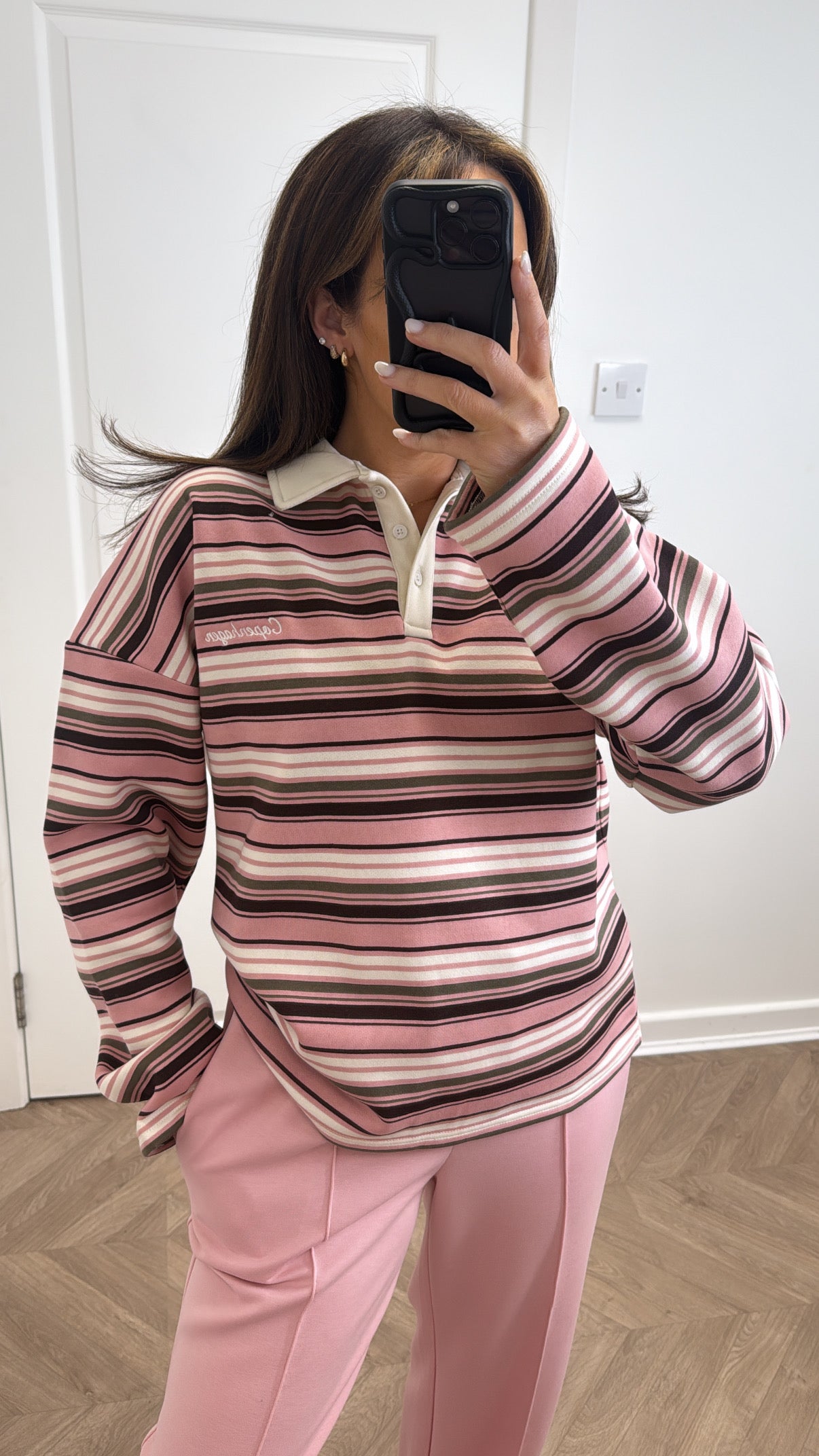 COPENHAGEN pink stripe rugby jumper