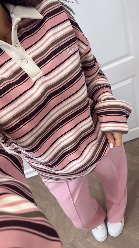 COPENHAGEN pink stripe rugby jumper