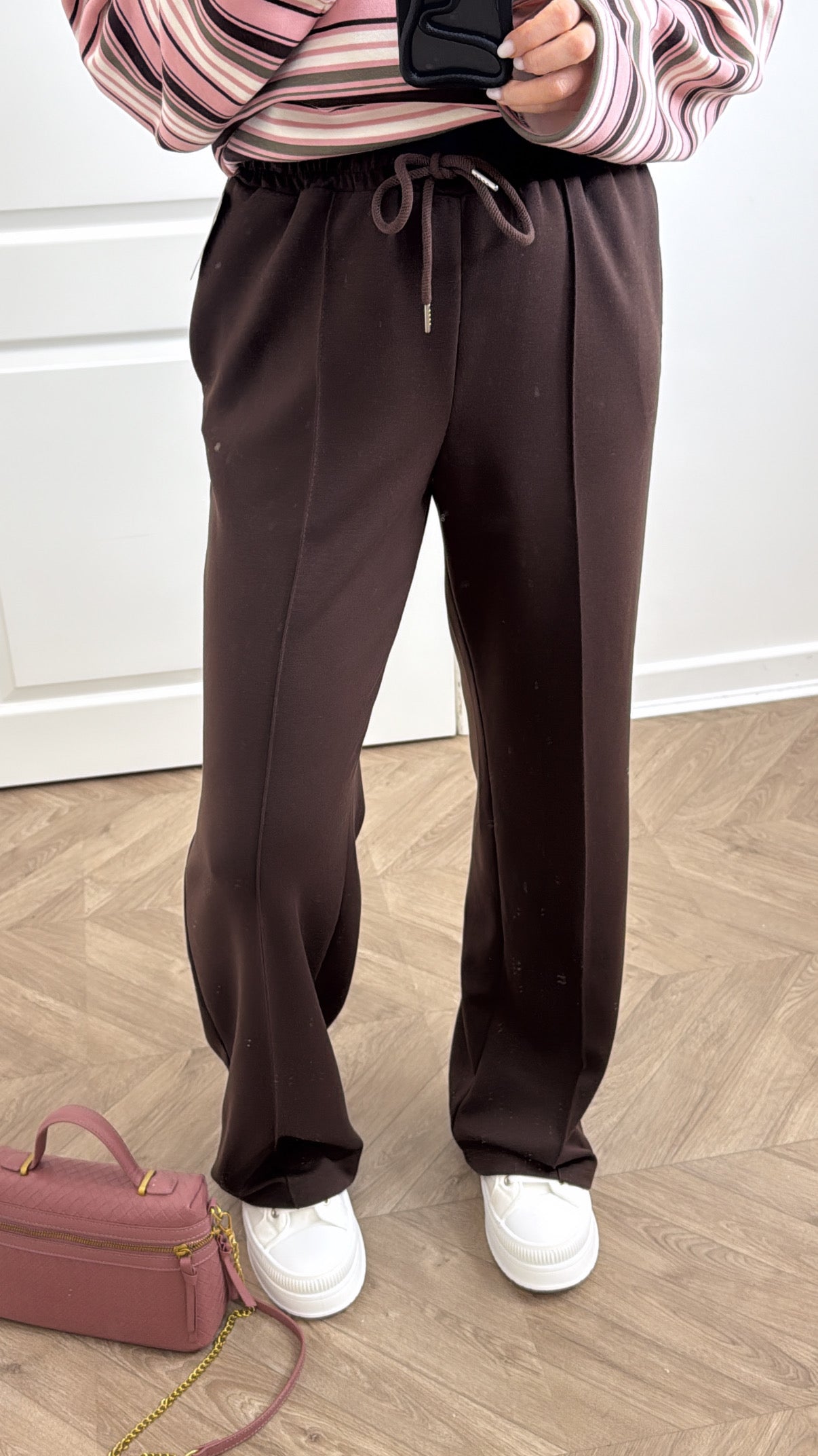 MARLEY dark brown soft seam detail joggers