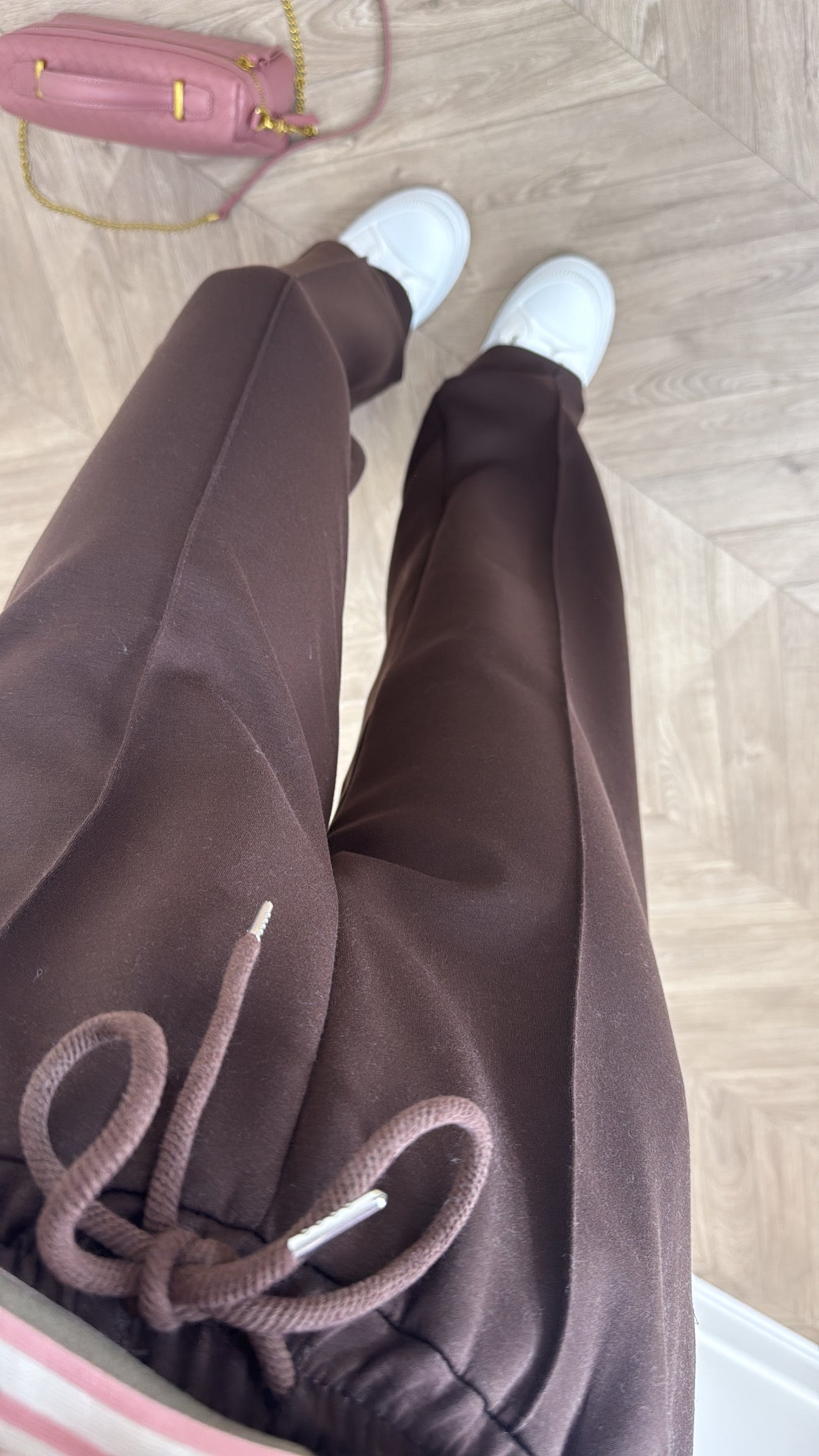 MARLEY dark brown soft seam detail joggers