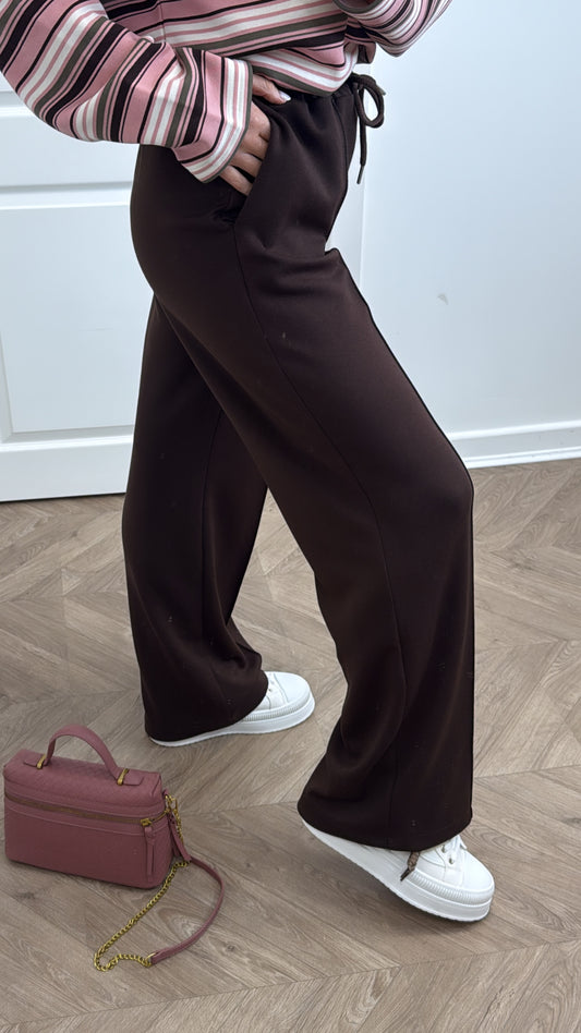 MARLEY dark brown soft seam detail joggers