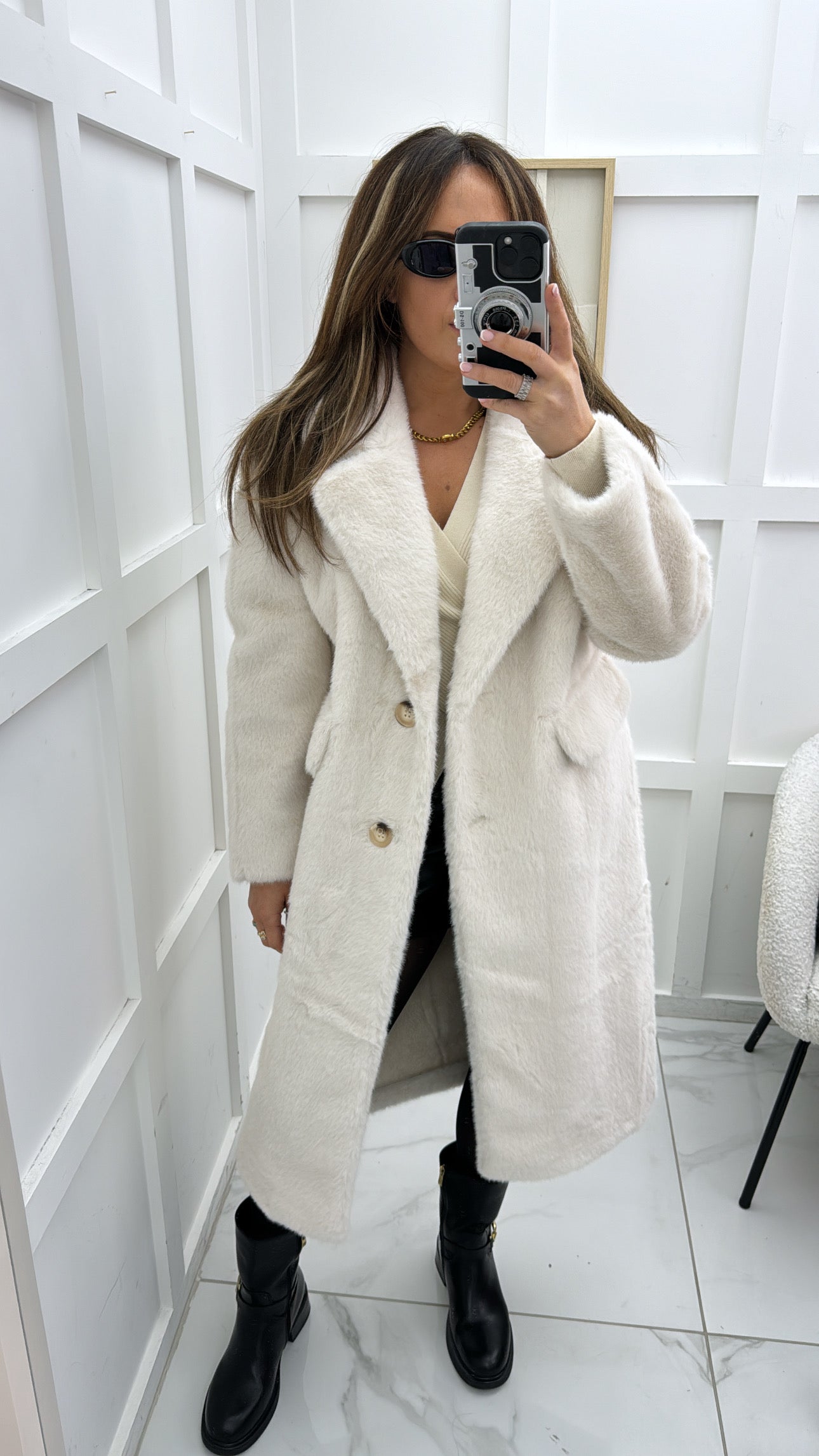 PAIGE cream super soft faux fur coat