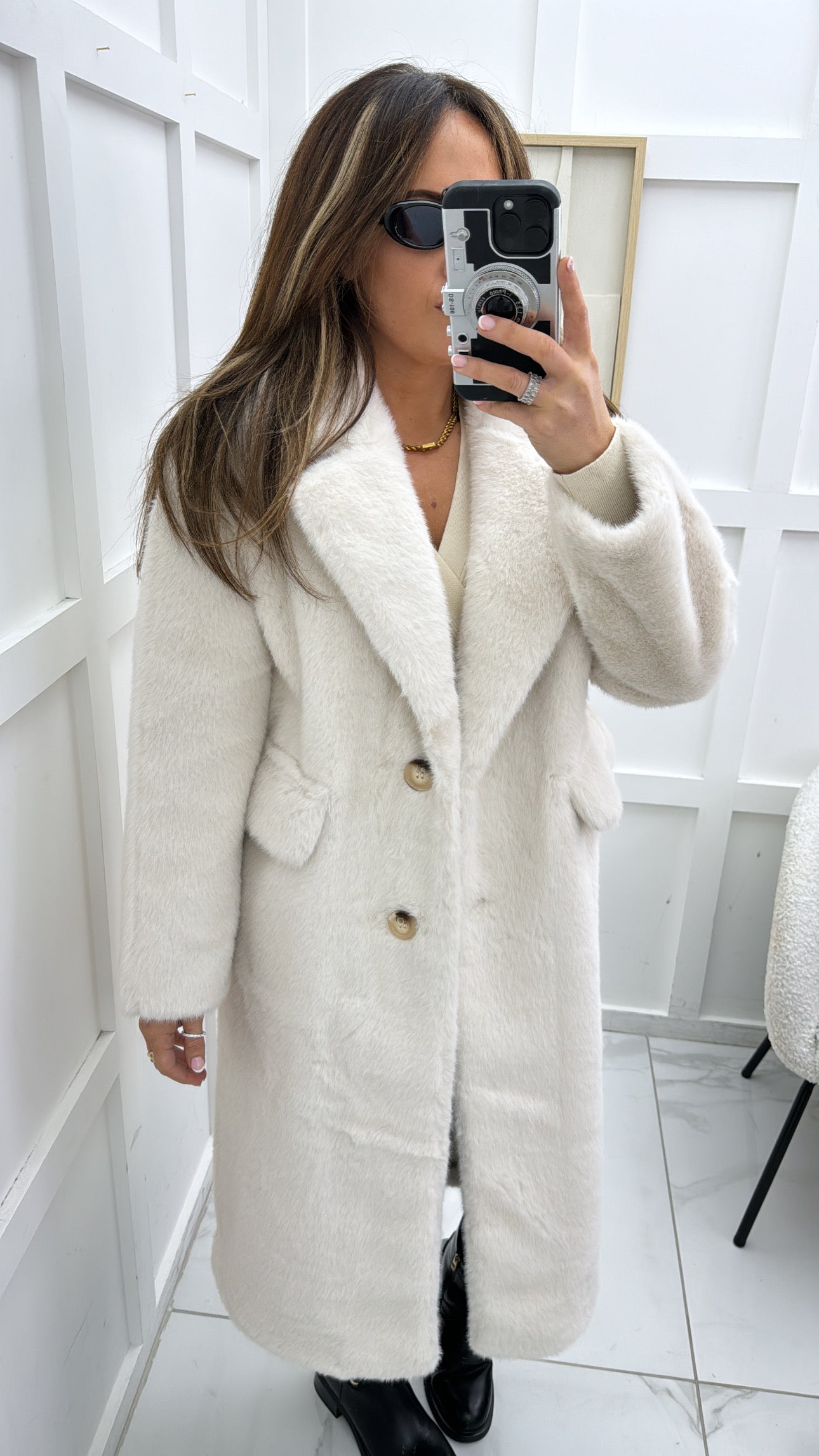 PAIGE cream super soft faux fur coat