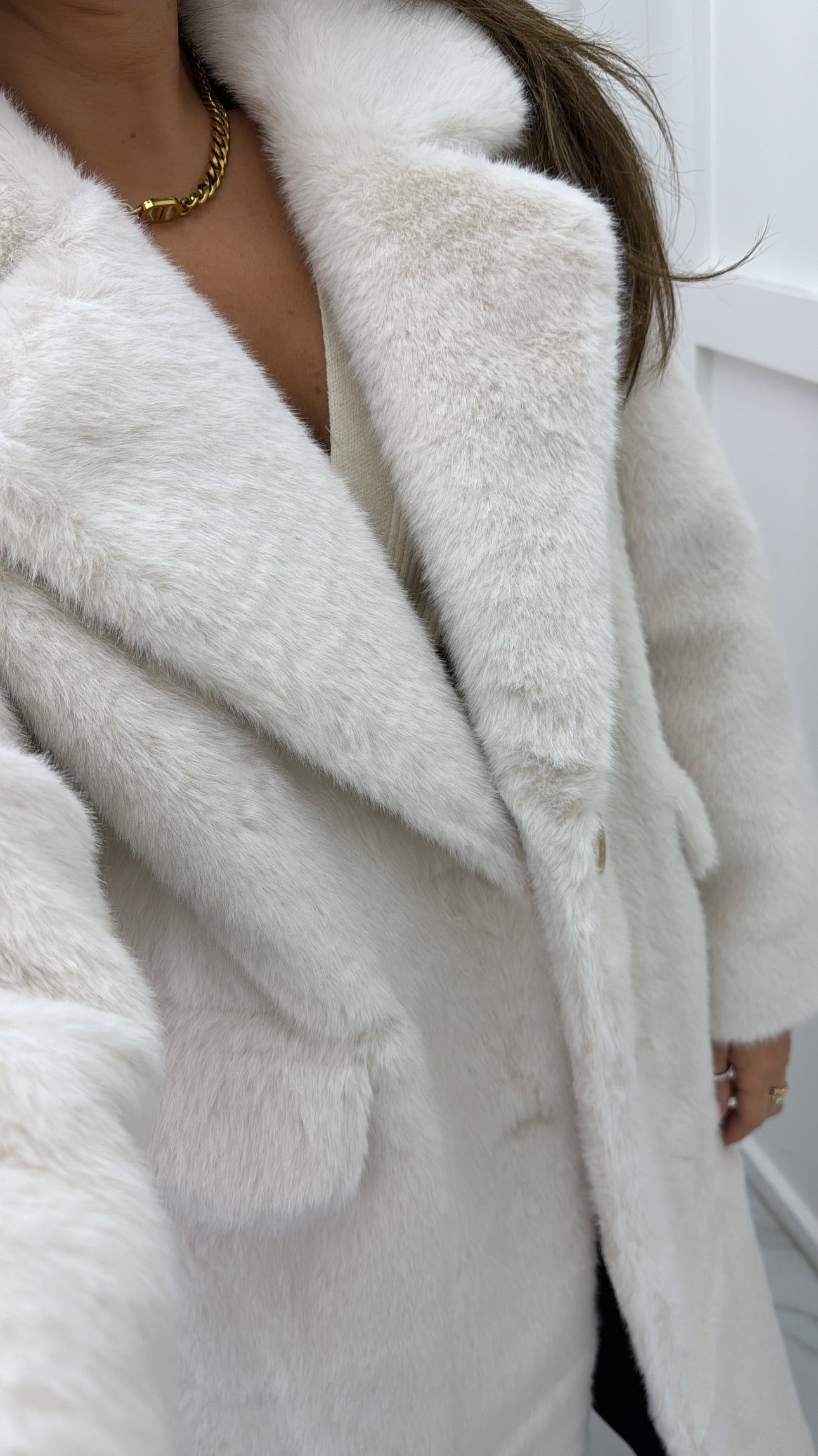 PAIGE cream super soft faux fur coat