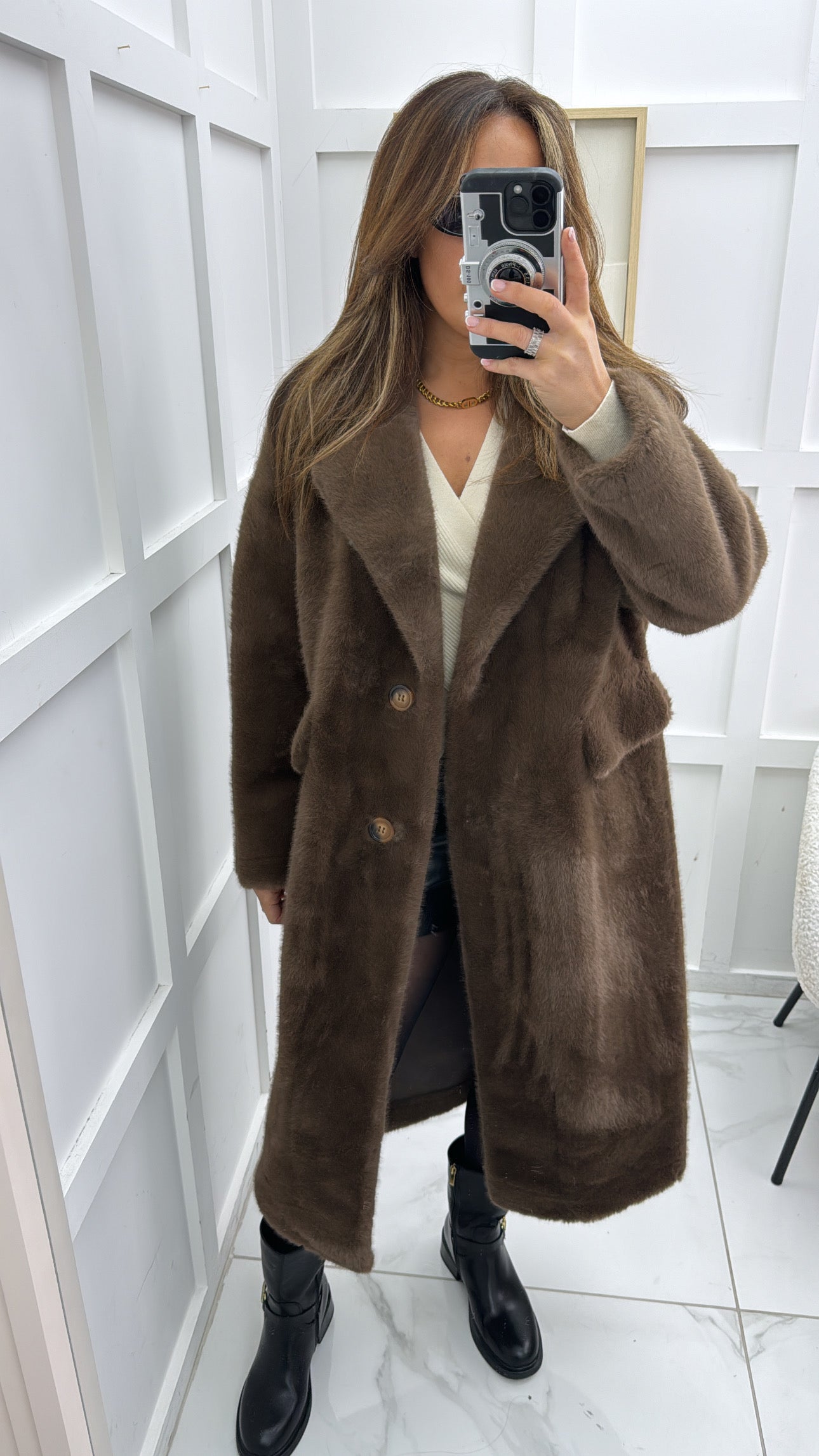 PAIGE brown super soft faux fur coat