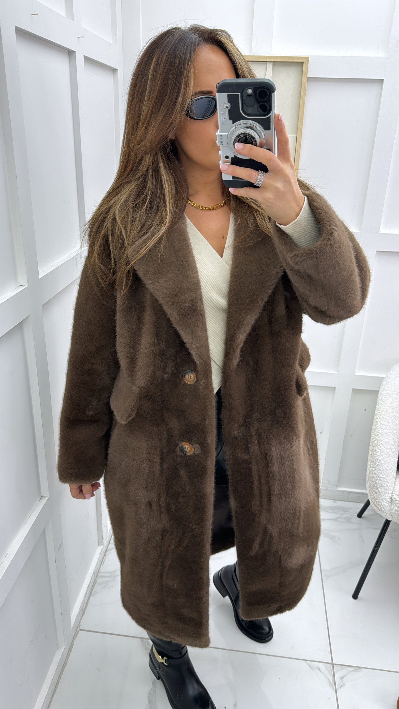 PAIGE brown super soft faux fur coat