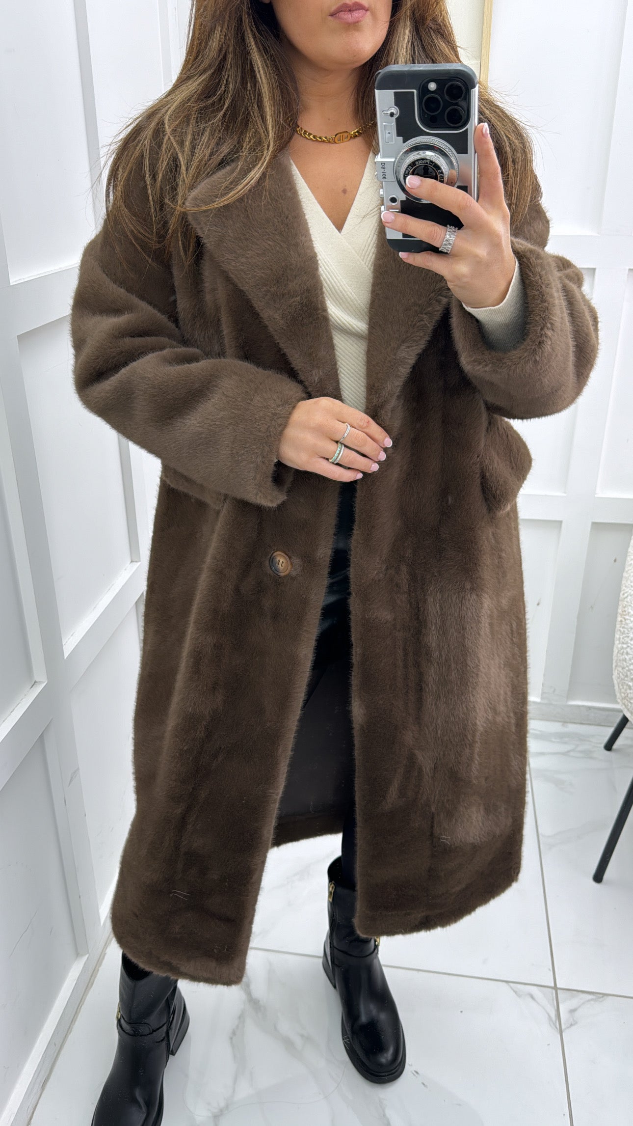 PAIGE brown super soft faux fur coat