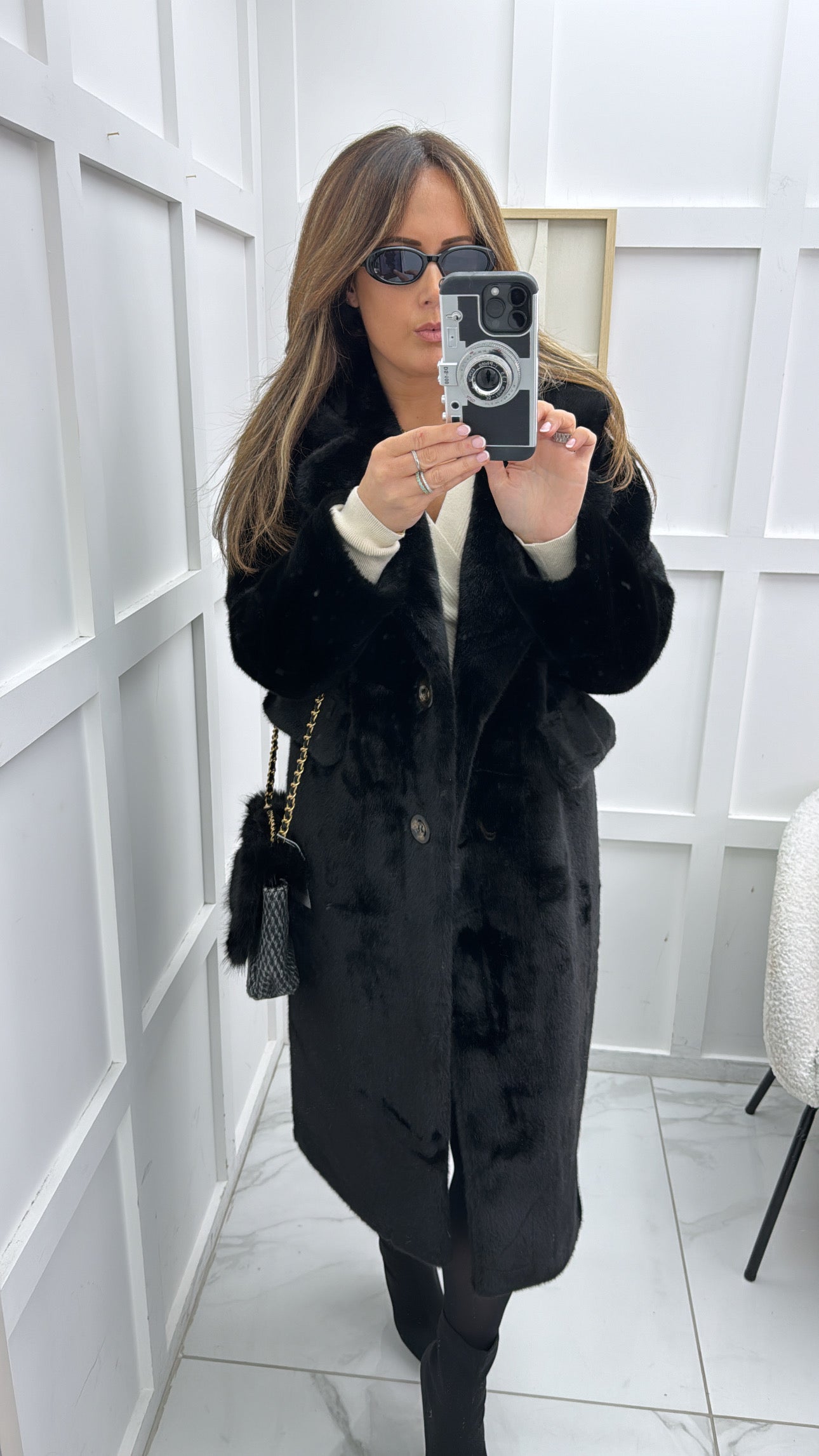 PAIGE black super soft faux fur coat