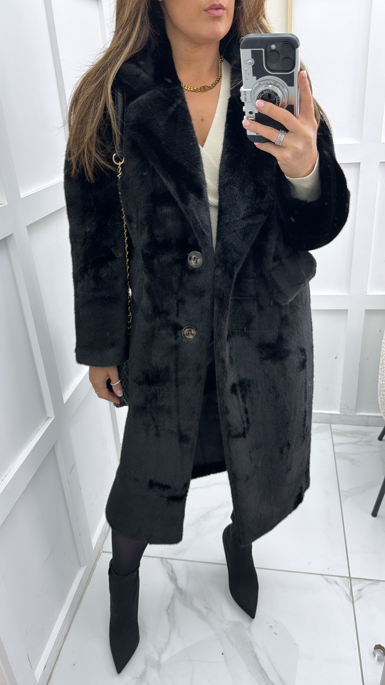 PAIGE black super soft faux fur coat