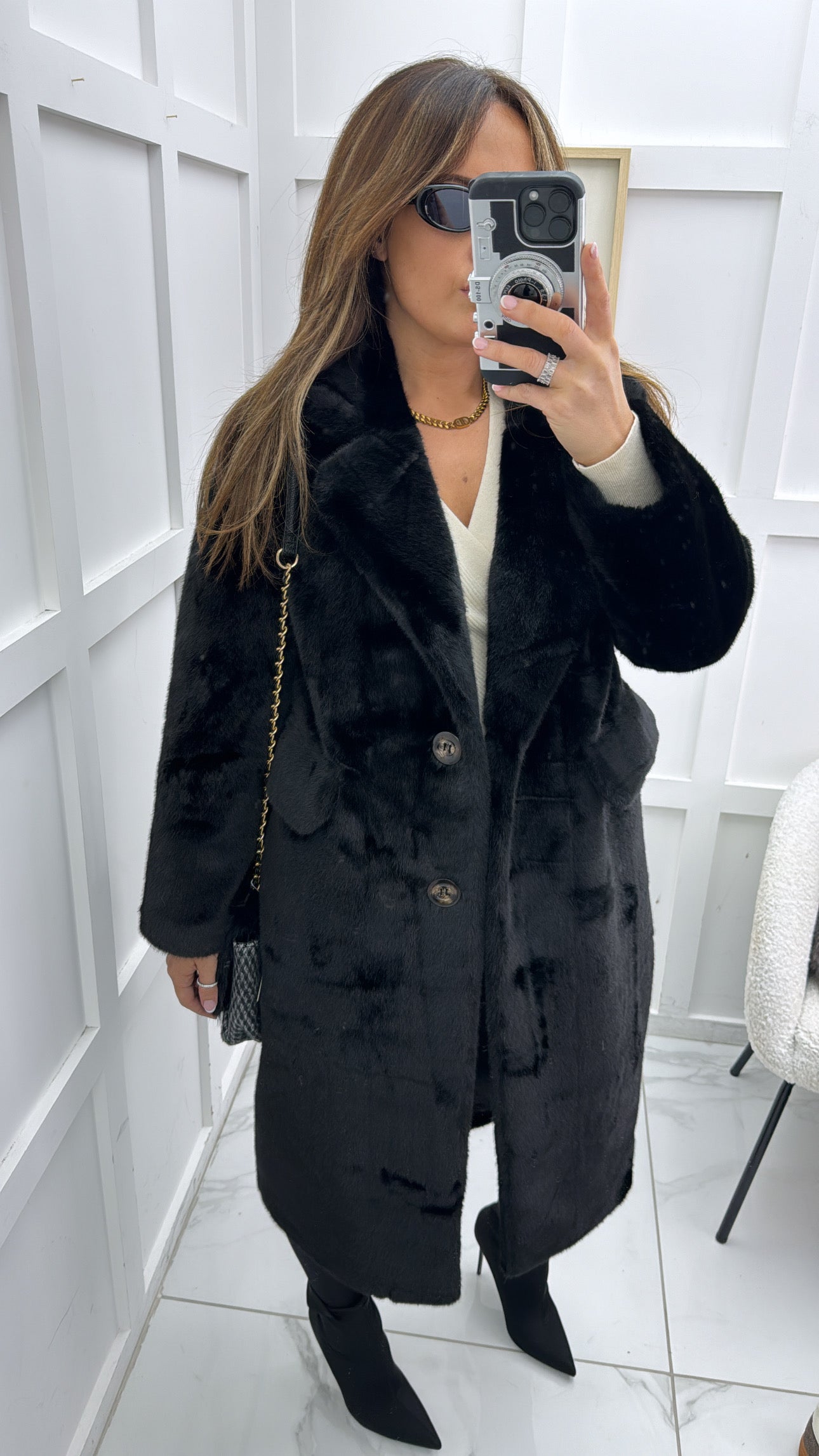 PAIGE black super soft faux fur coat