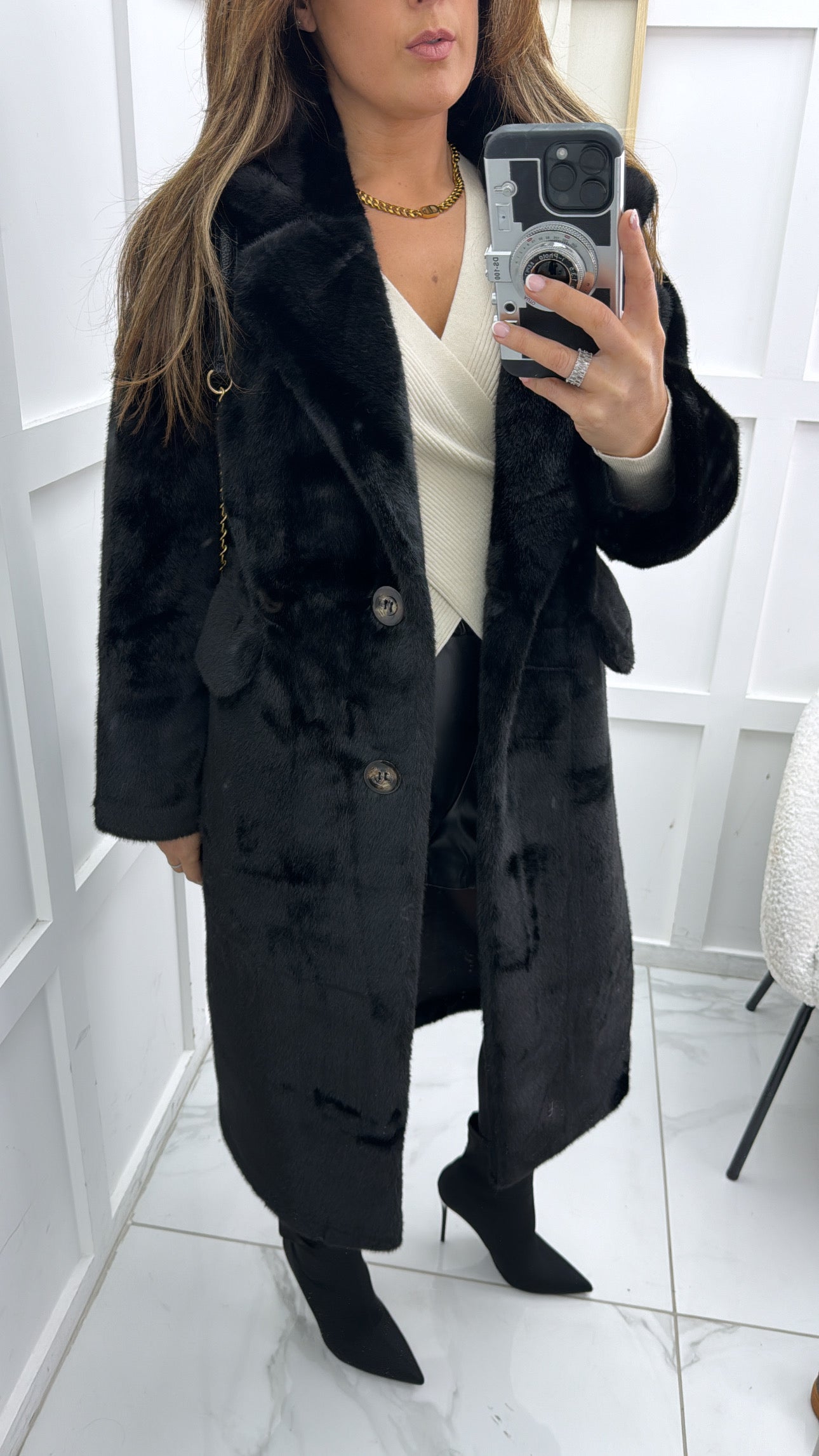 PAIGE black super soft faux fur coat