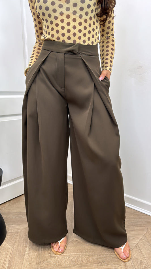 STELLA chocolate brown wide-leg trousers