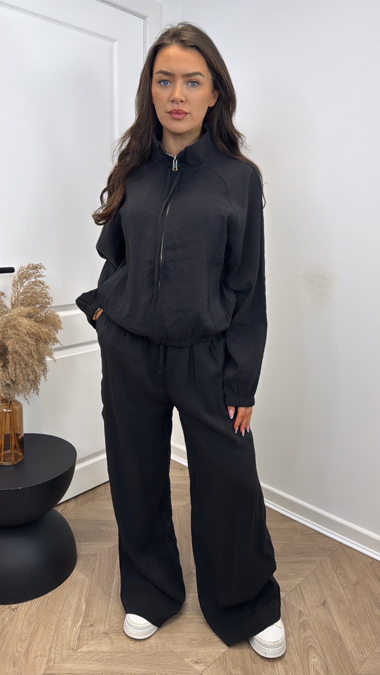 LOUISE black zip up jacket and trousers co-ord