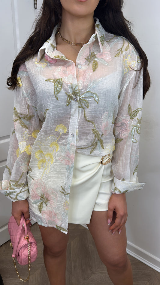 ELIZABETH white embroidered oversized shirt
