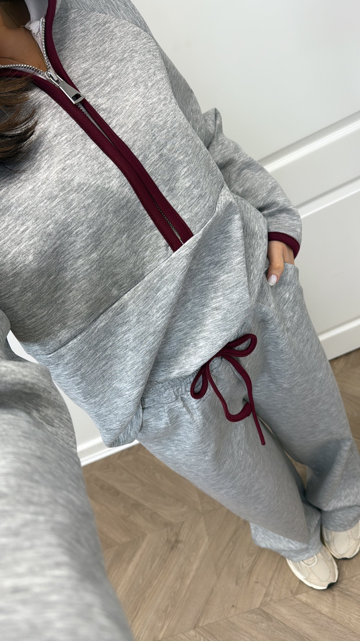 LIBERTY grey marl half zip hoody and trousers lounge set