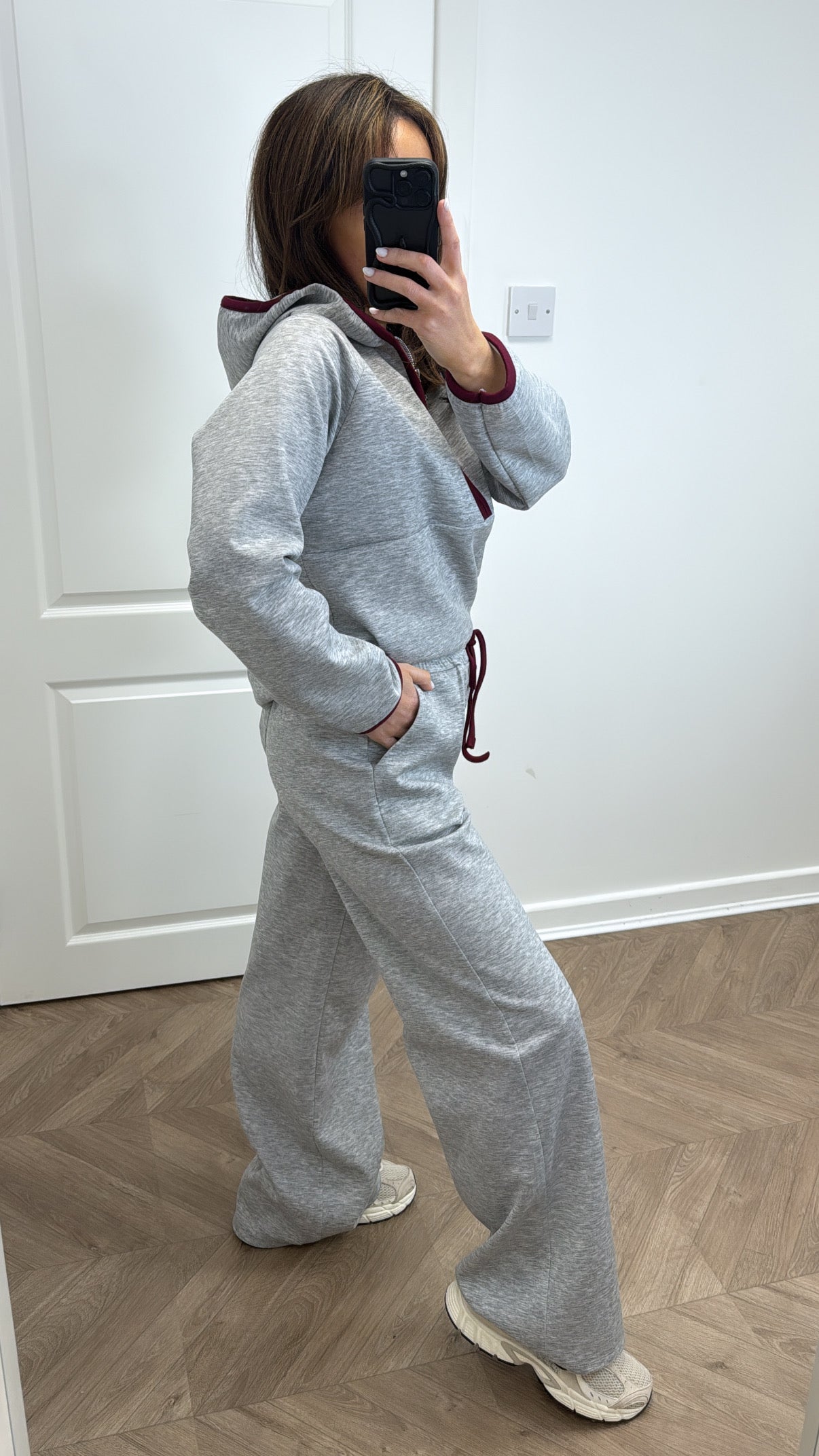 LIBERTY grey marl half zip hoody and trousers lounge set
